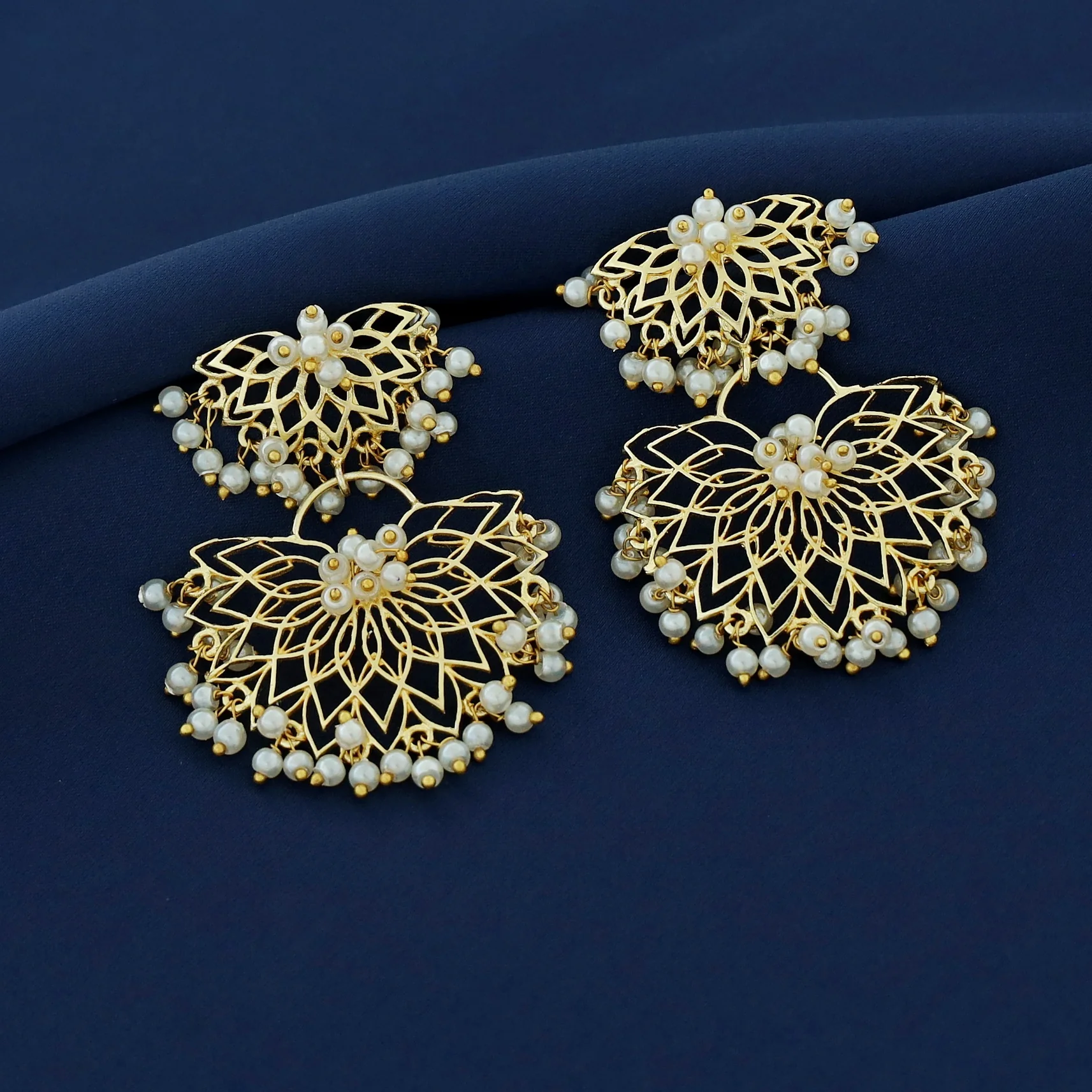 Dhana Dual Lotus Pearl Earring - Image 3