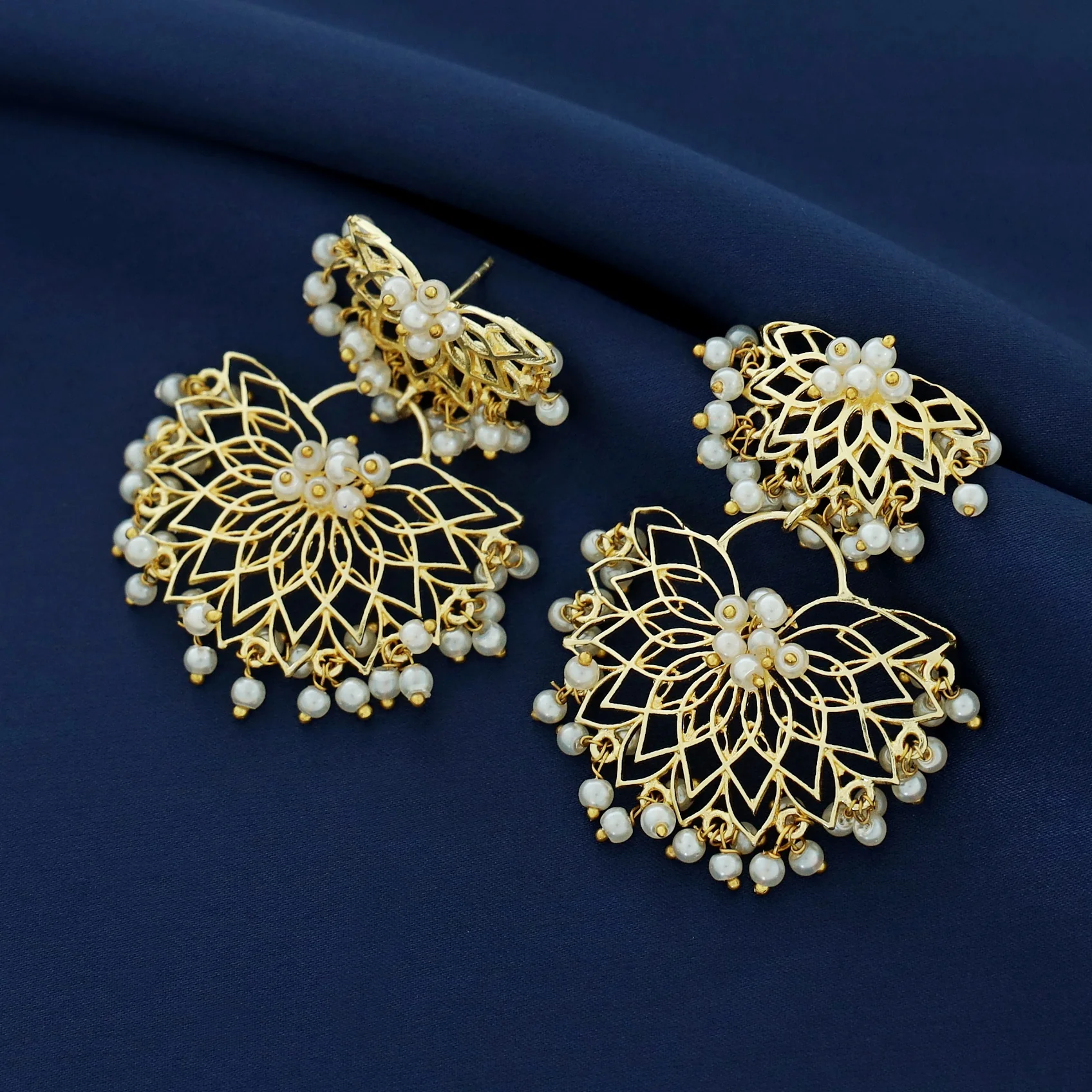 Dhana Dual Lotus Pearl Earring - Image 4