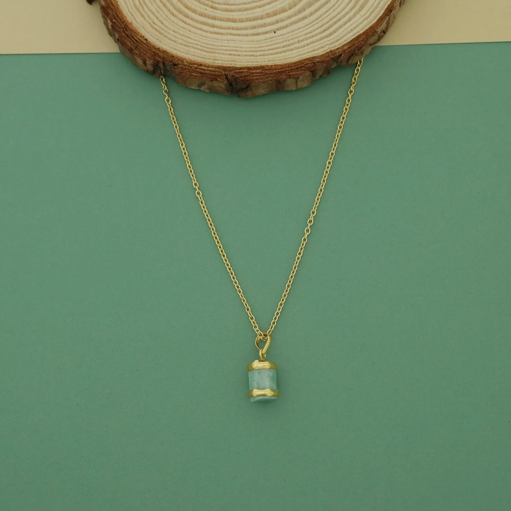 Dhanishta Golden Raw Stone Pendant Neckpiece - Image 3