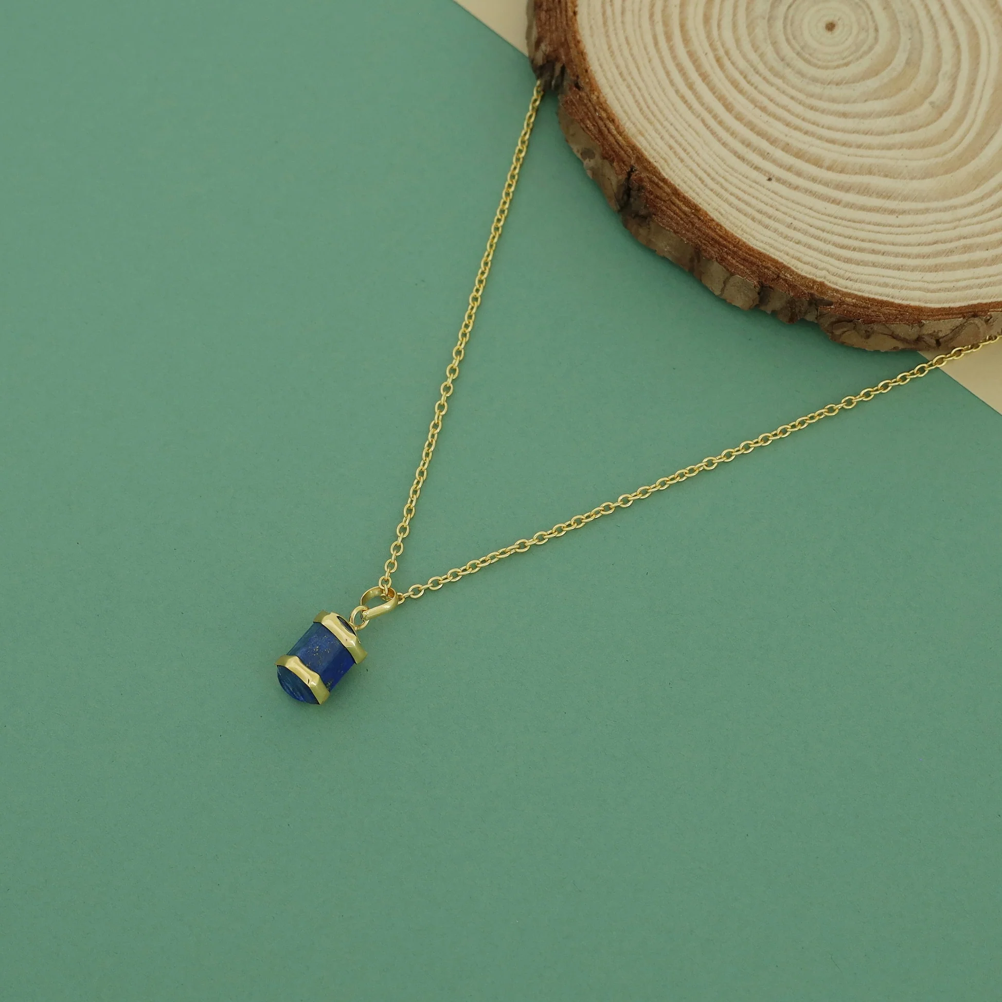 Dhanishta Golden Raw Stone Pendant Neckpiece - Image 5