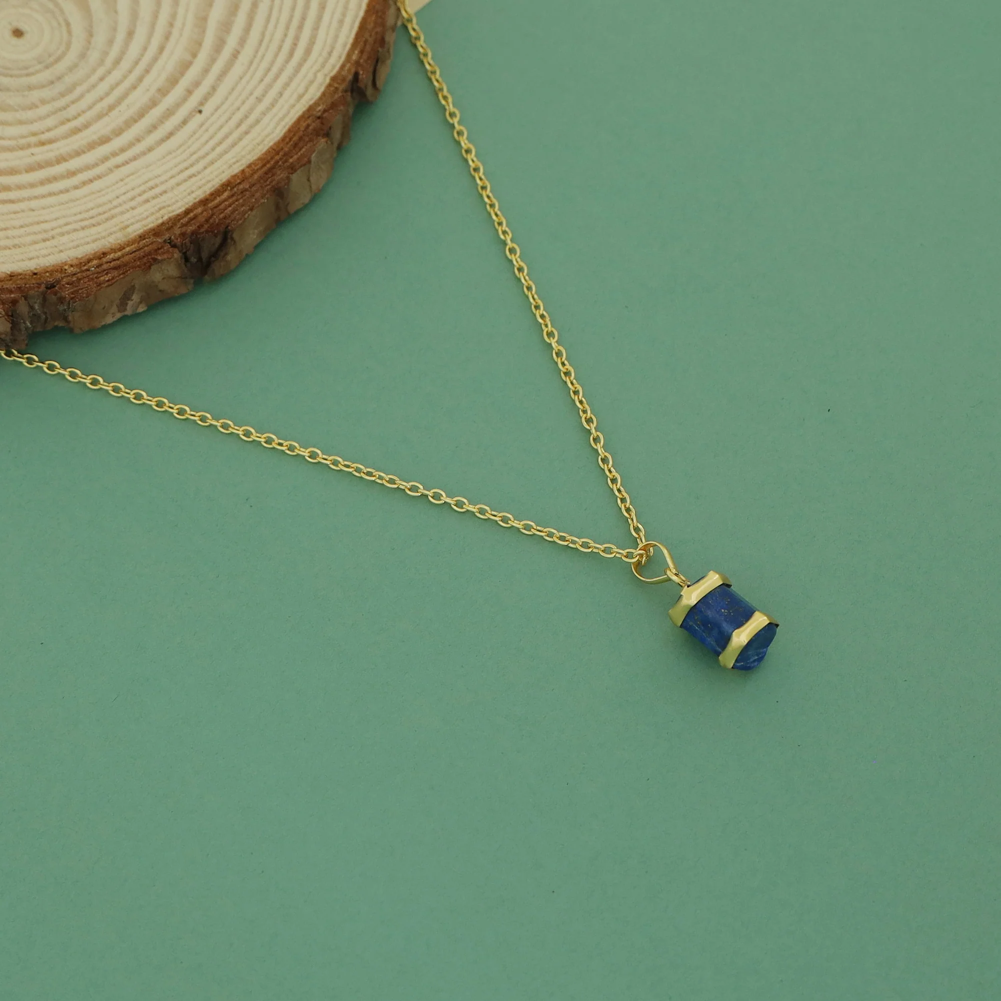 Dhanishta Golden Raw Stone Pendant Neckpiece - Image 6