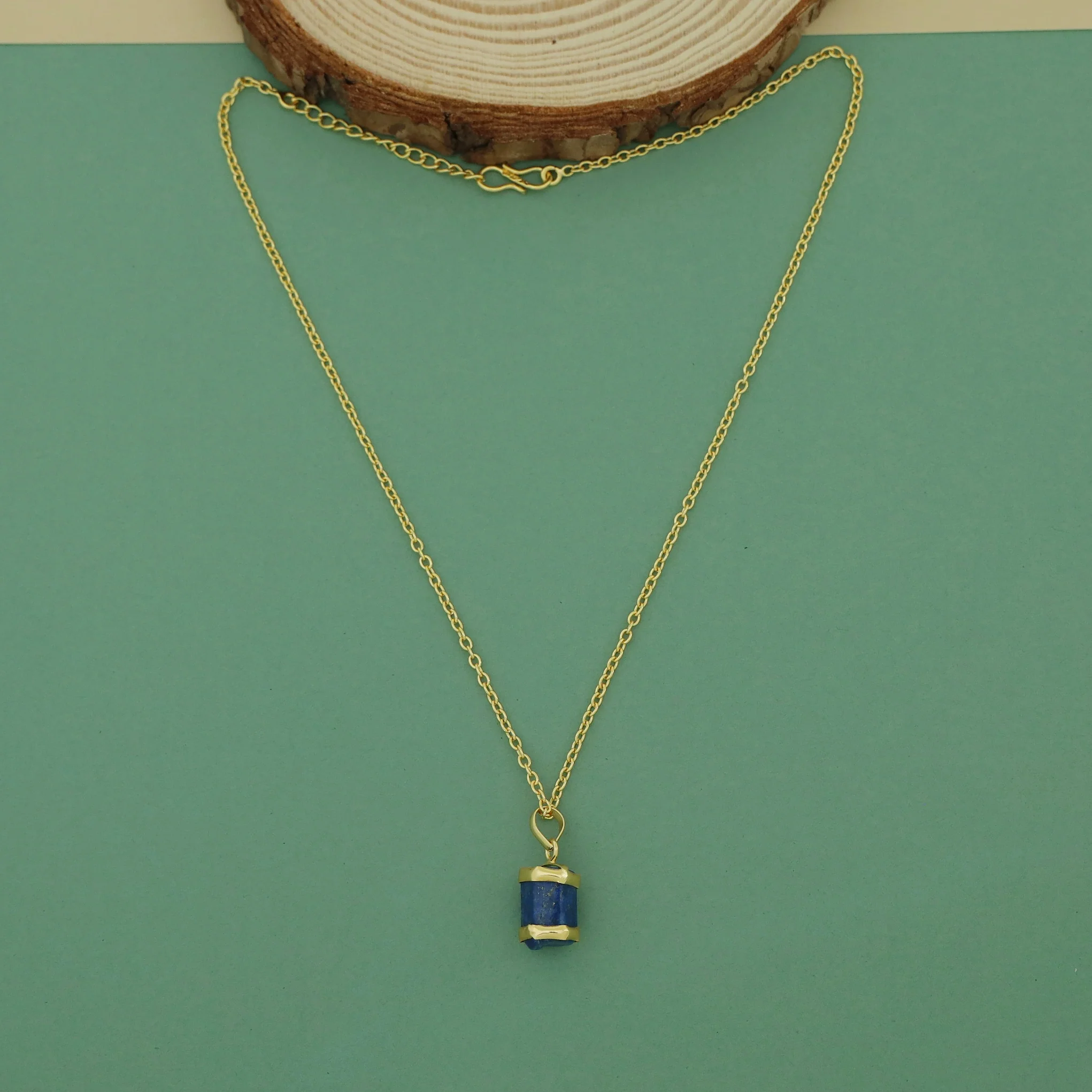 Dhanishta Golden Raw Stone Pendant Neckpiece - Image 7