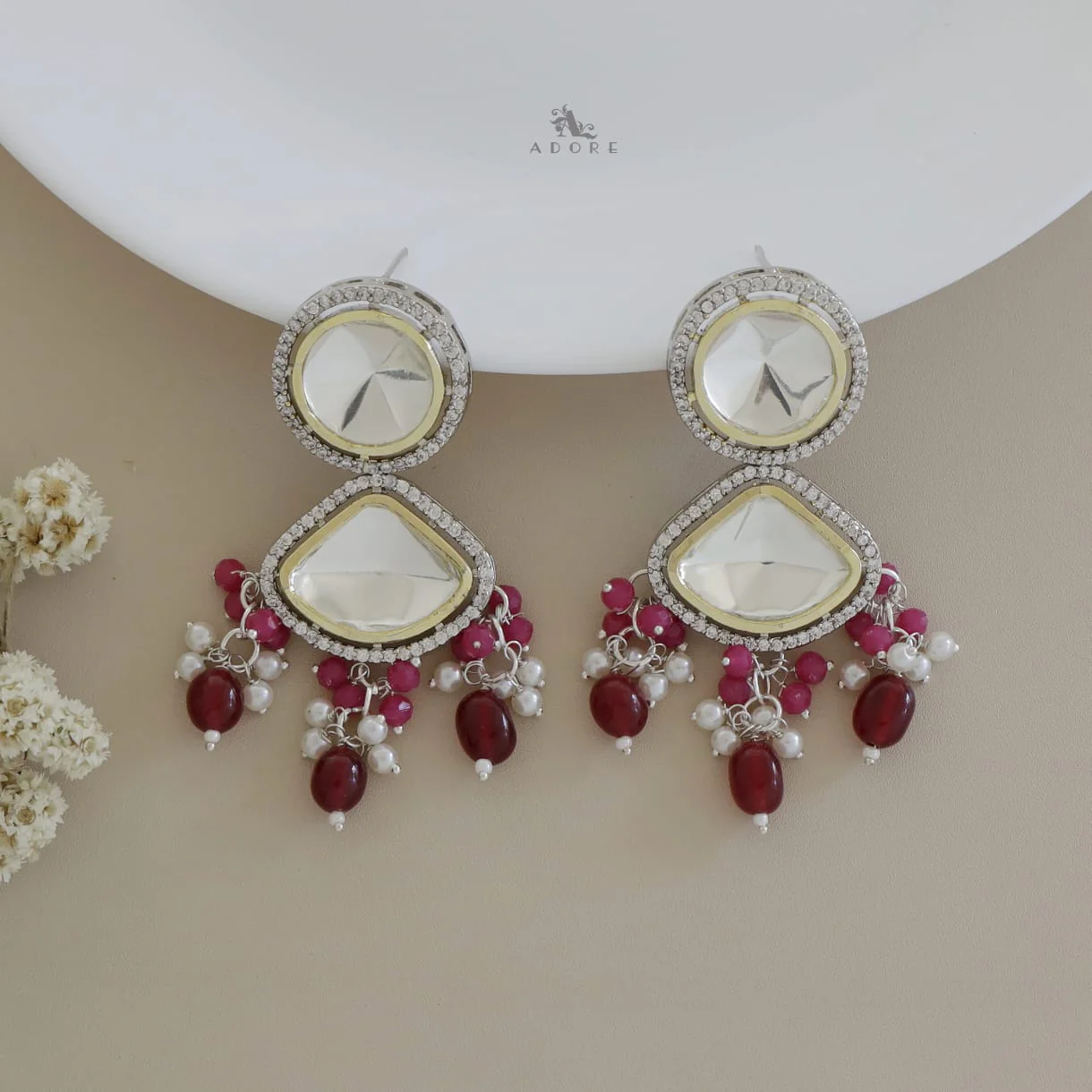 Dhanvi Polki Kundan Neckpiece With Earring - Image 14