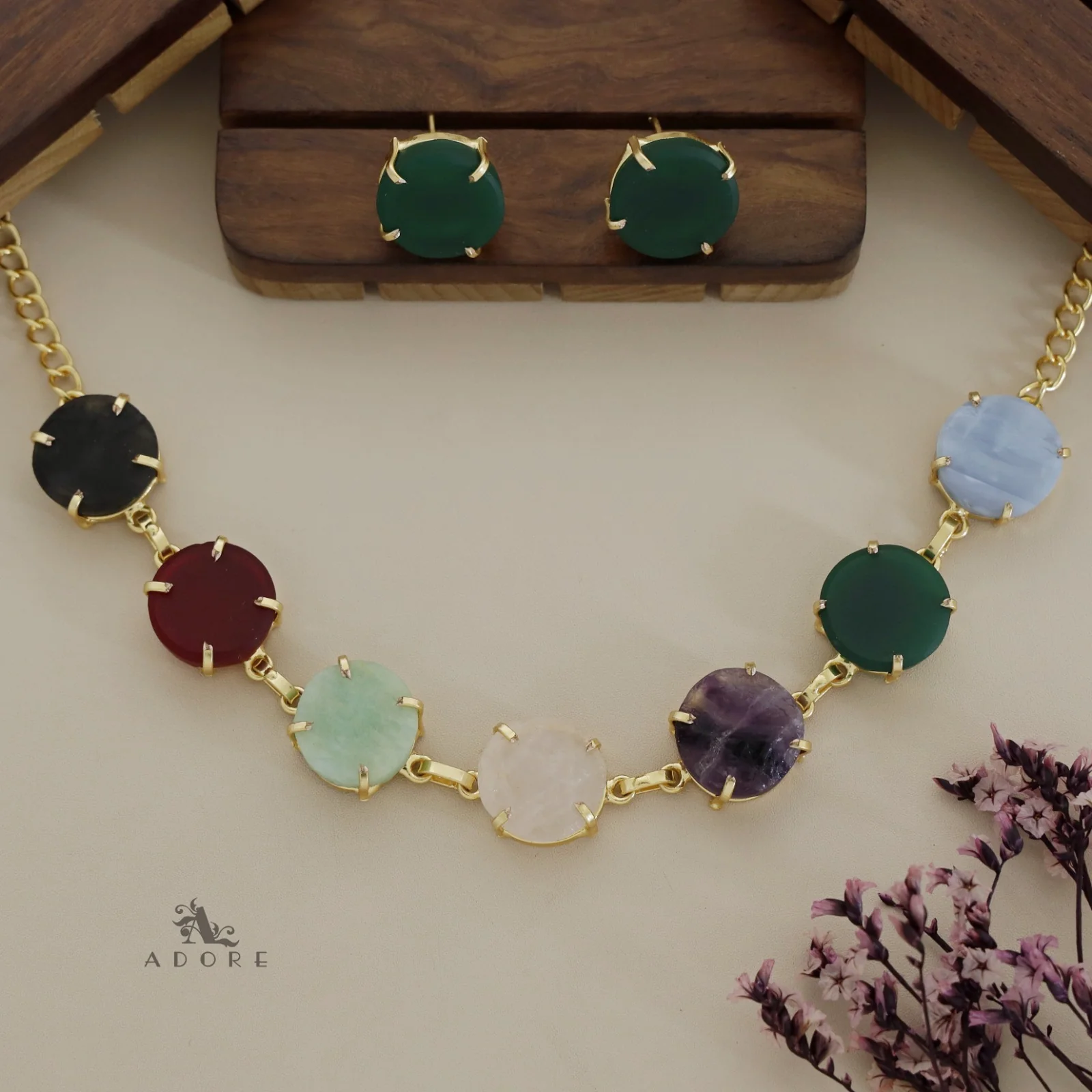 Dhokshi Choker/ Short Necklace With Stud - Image 11