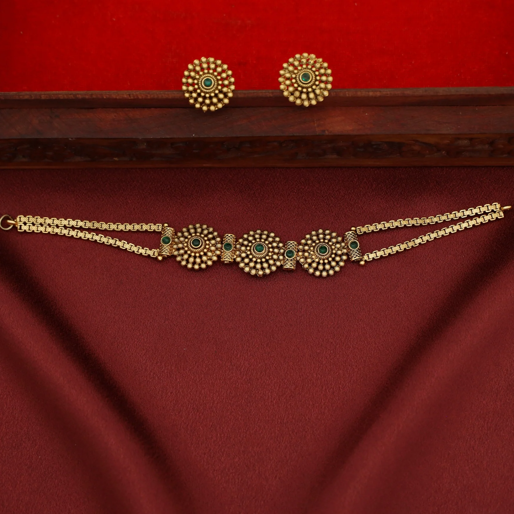 Dhruvani Tri Chakra Choker with Earring - Image 4