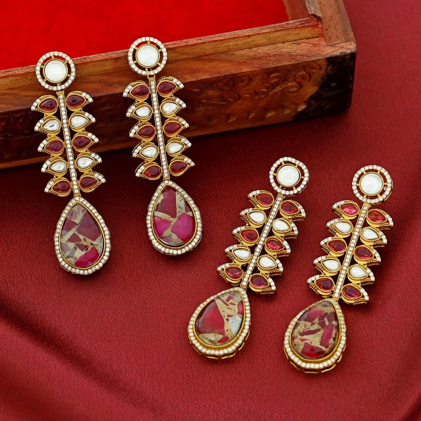 Diffna Kundan AD Stone Earring - Image 4