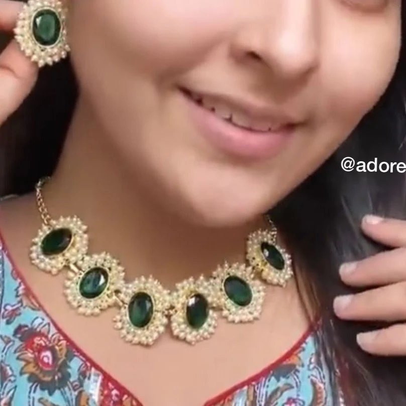 Divisha Glossy Full Pearl Choker With Earring (Colour Options) - Image 26