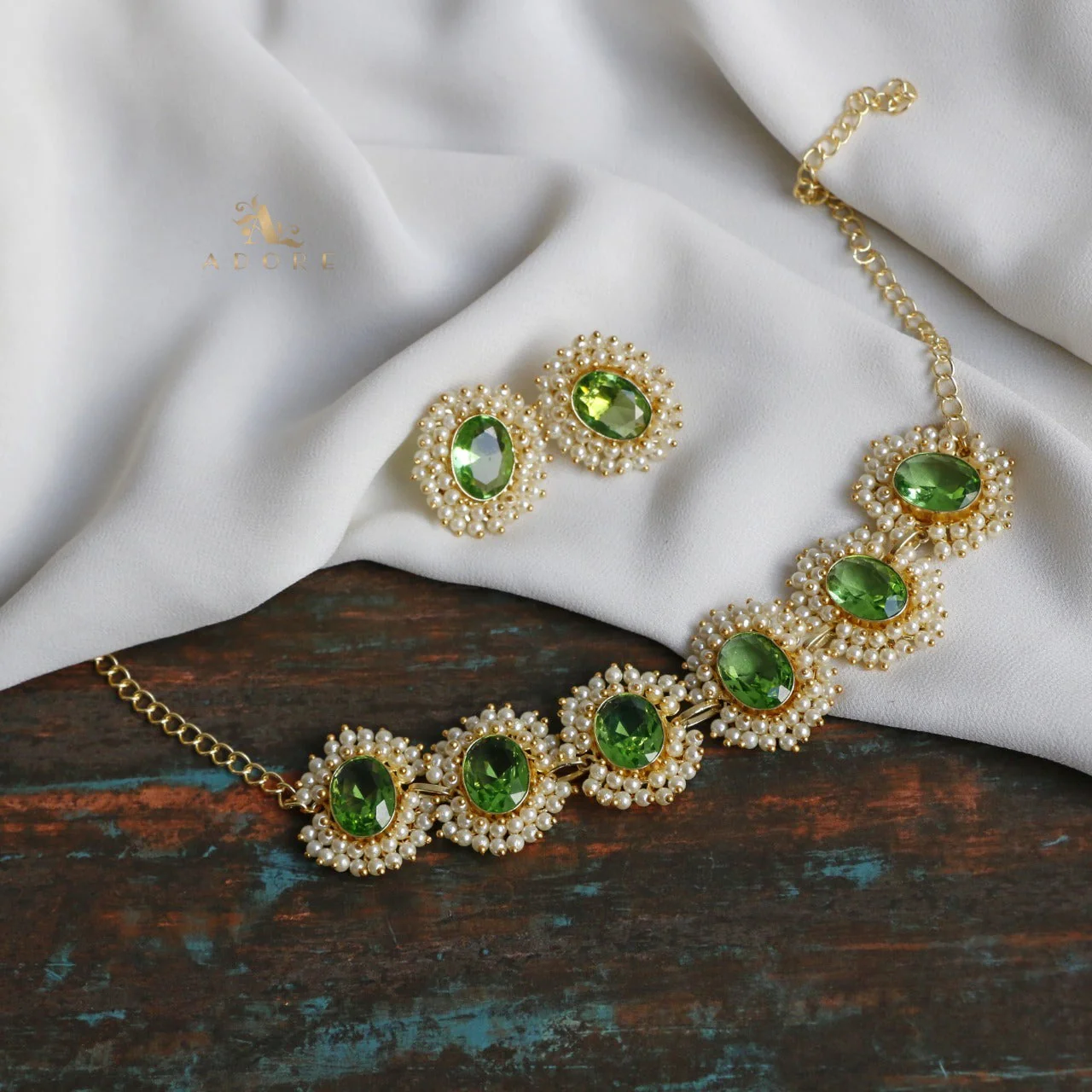 Divisha Glossy Full Pearl Choker With Earring (Colour Options) - Image 9