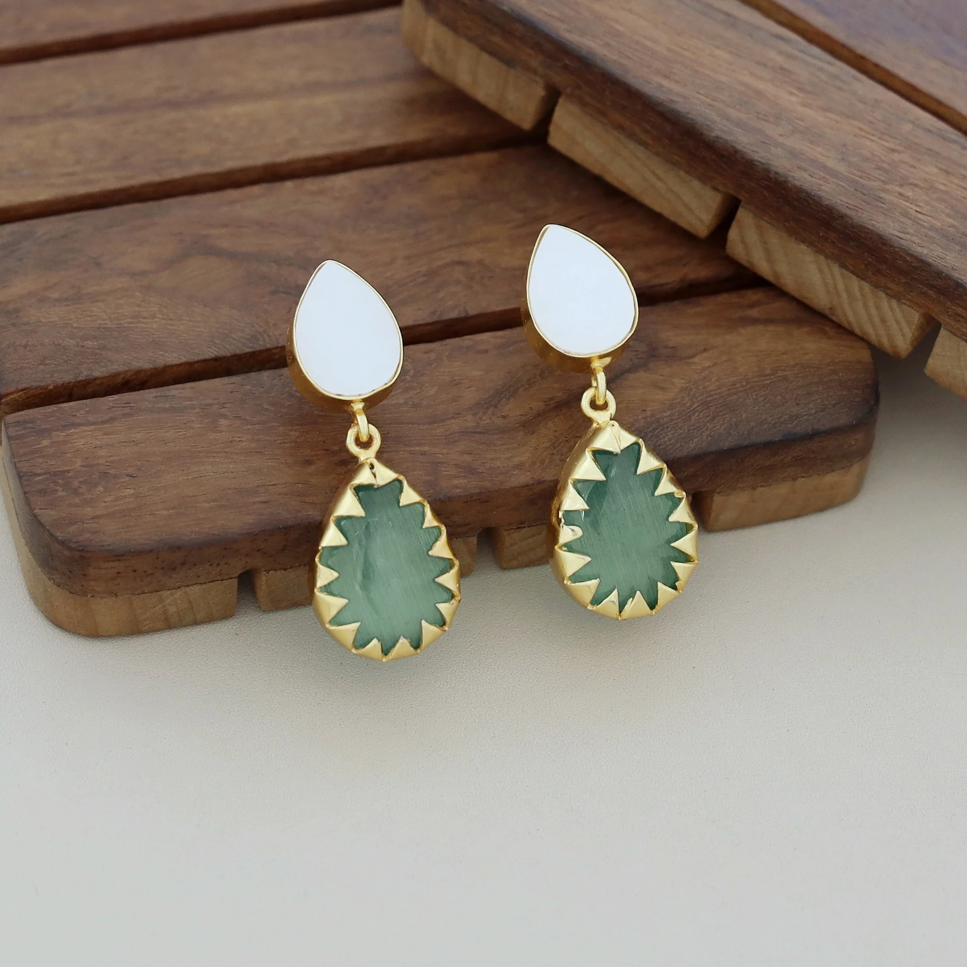 Dual Drop MOP Earring - Image 4