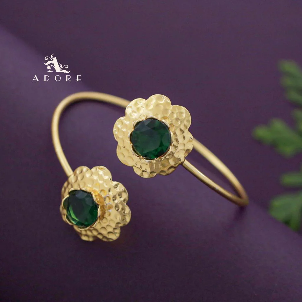 Dual Hammered Flower Glossy Bangle - Image 8