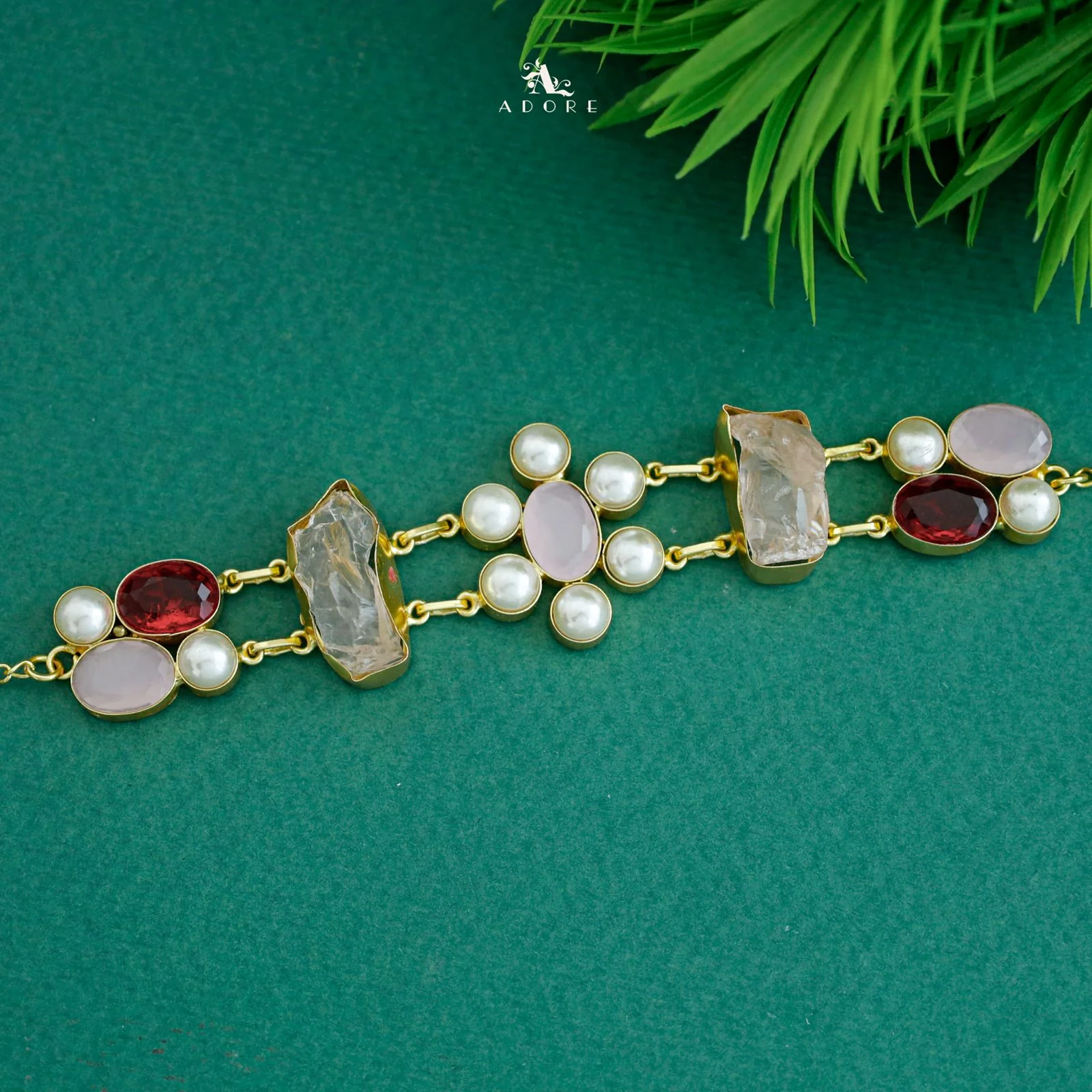 Dual Oval Glossy Pearl Raw Stone Choker - Image 11