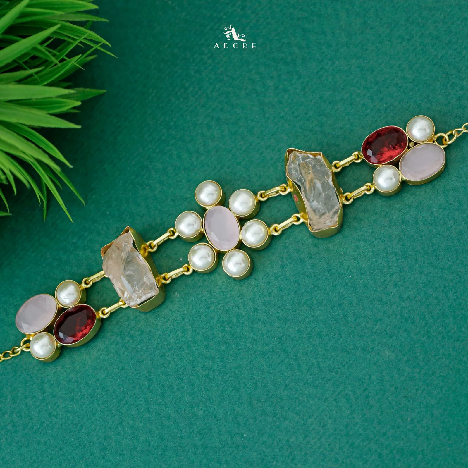 Dual Oval Glossy Pearl Raw Stone Choker - Image 12