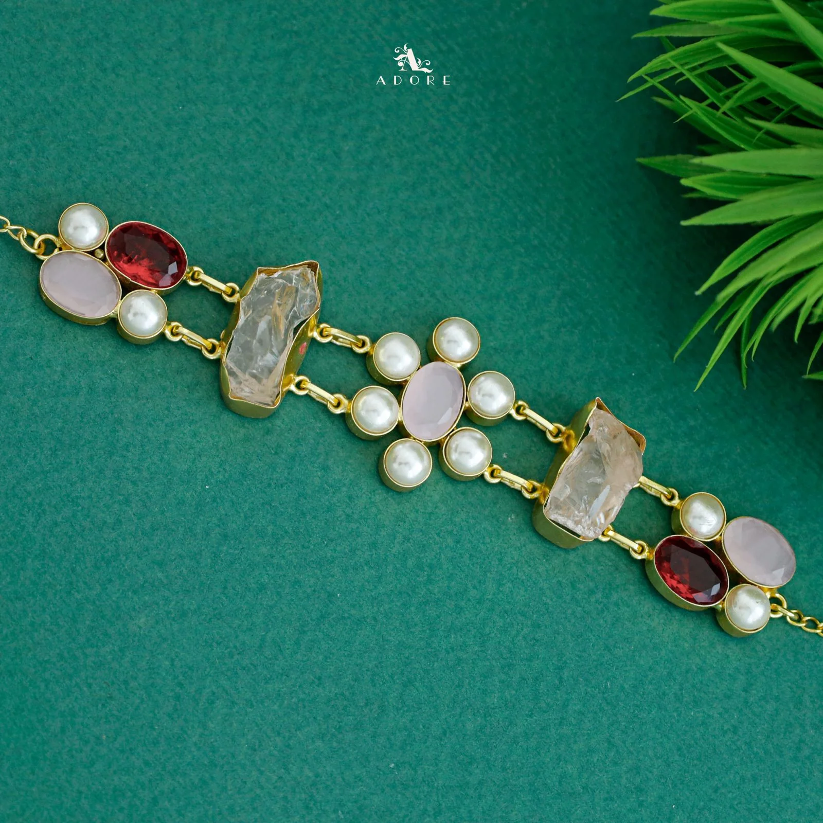 Dual Oval Glossy Pearl Raw Stone Choker - Image 14