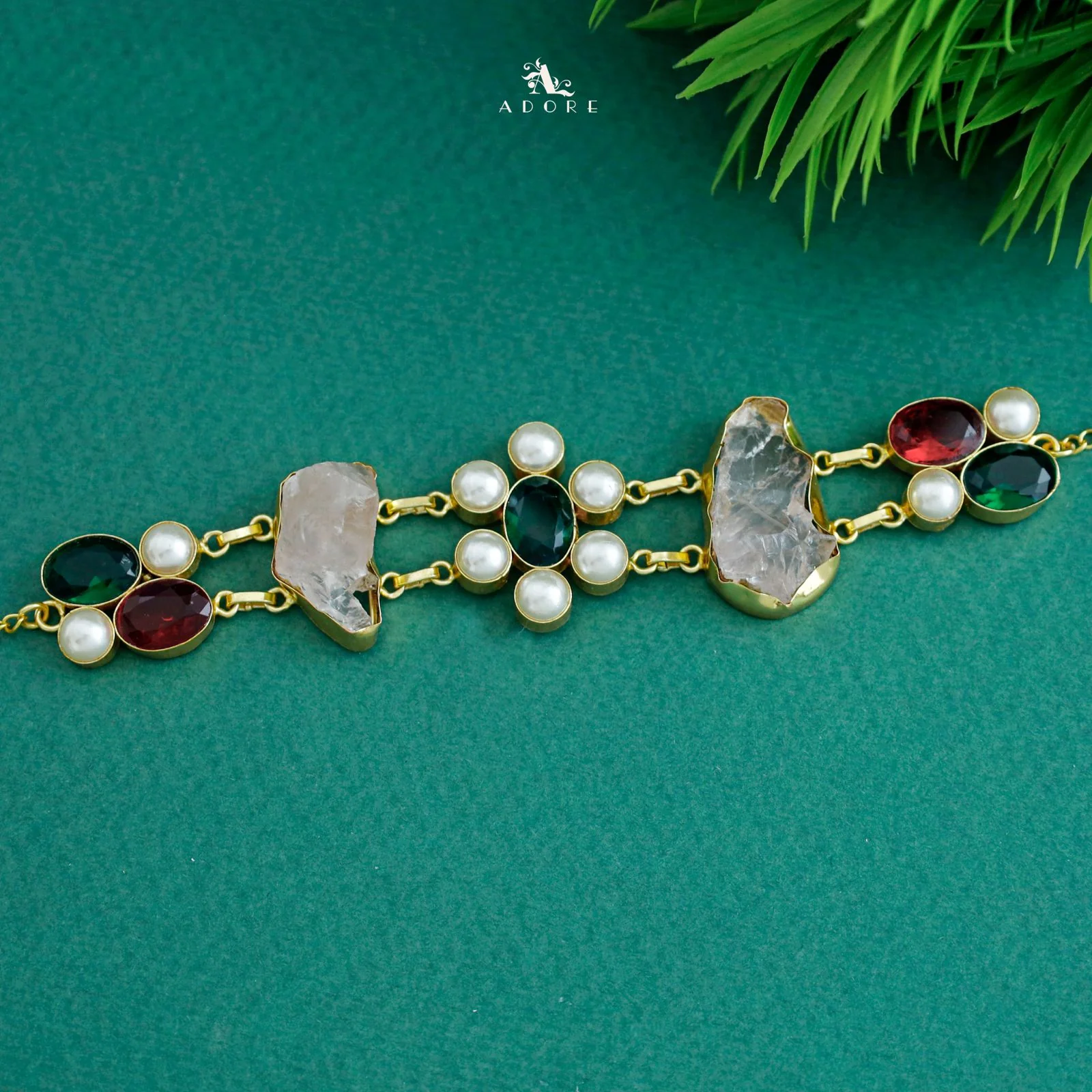 Dual Oval Glossy Pearl Raw Stone Choker - Image 15