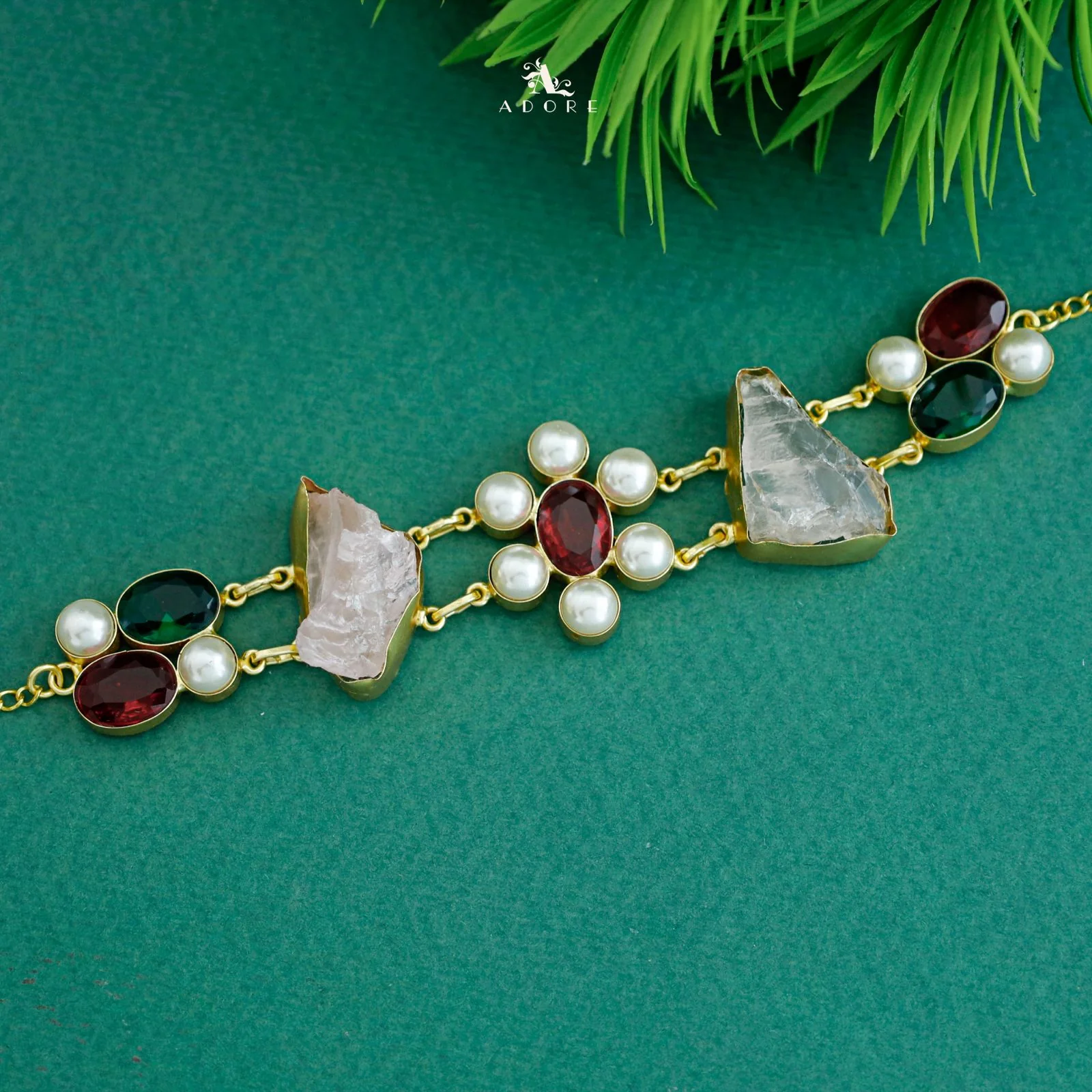 Dual Oval Glossy Pearl Raw Stone Choker - Image 16