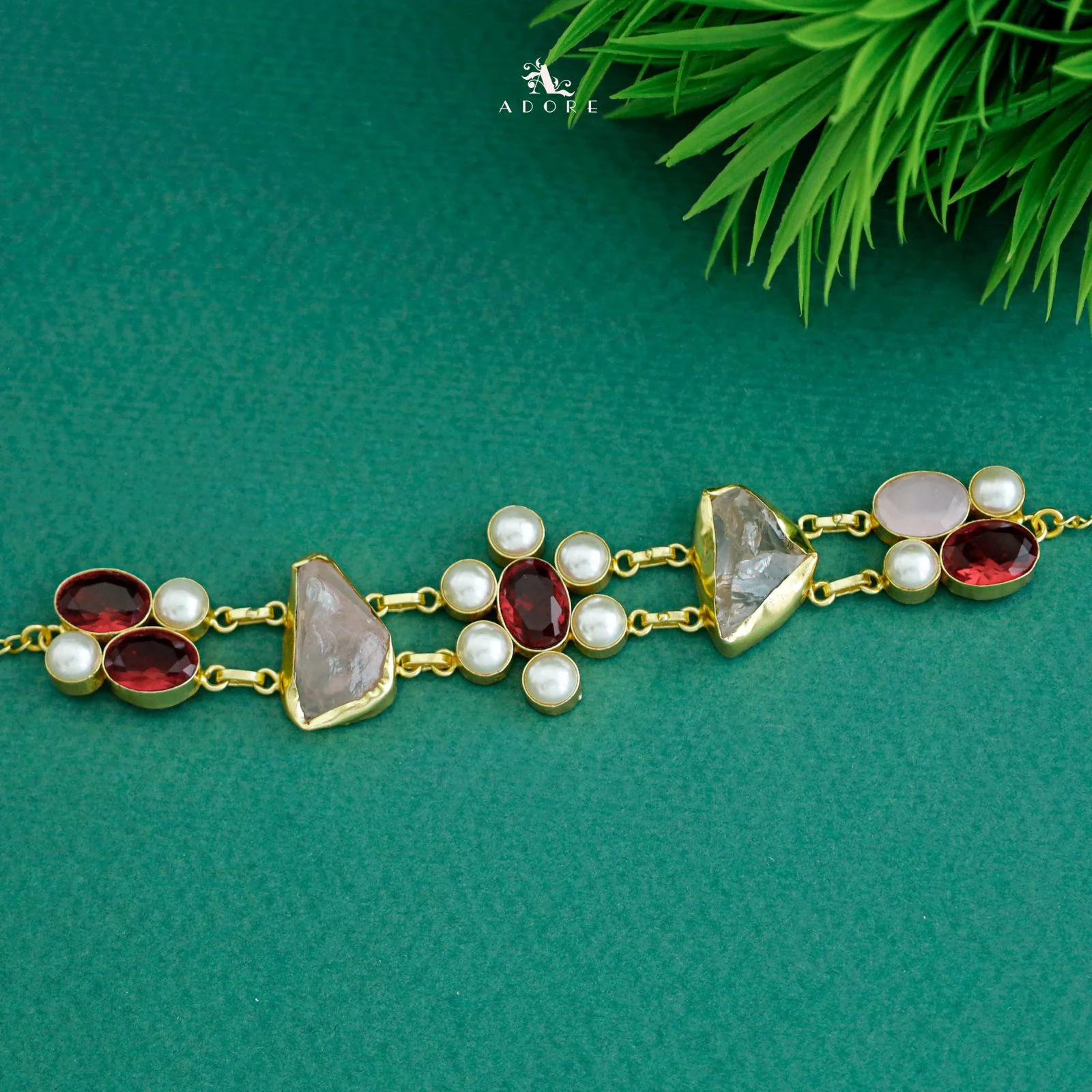 Dual Oval Glossy Pearl Raw Stone Choker - Image 17
