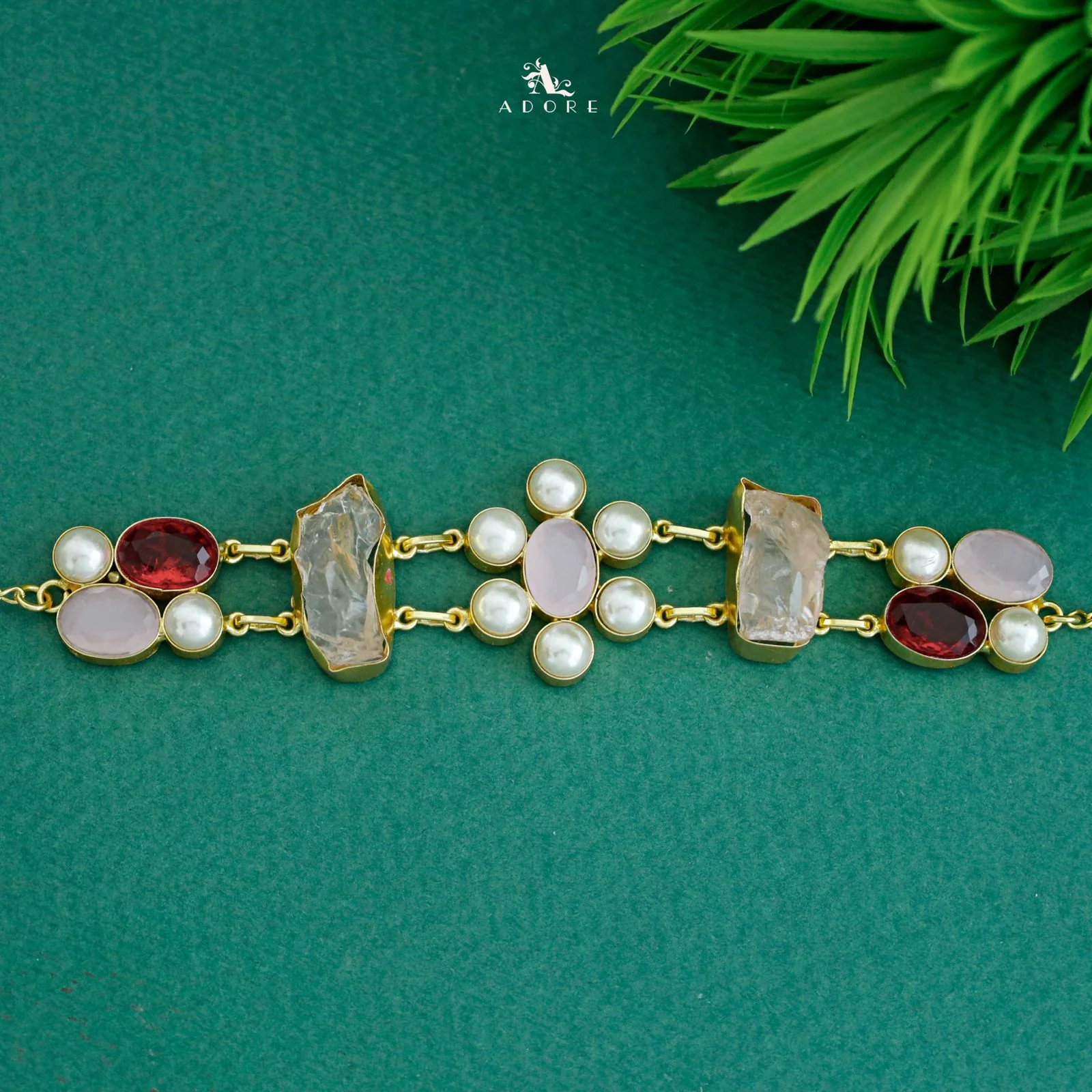 Dual Oval Glossy Pearl Raw Stone Choker - Image 18