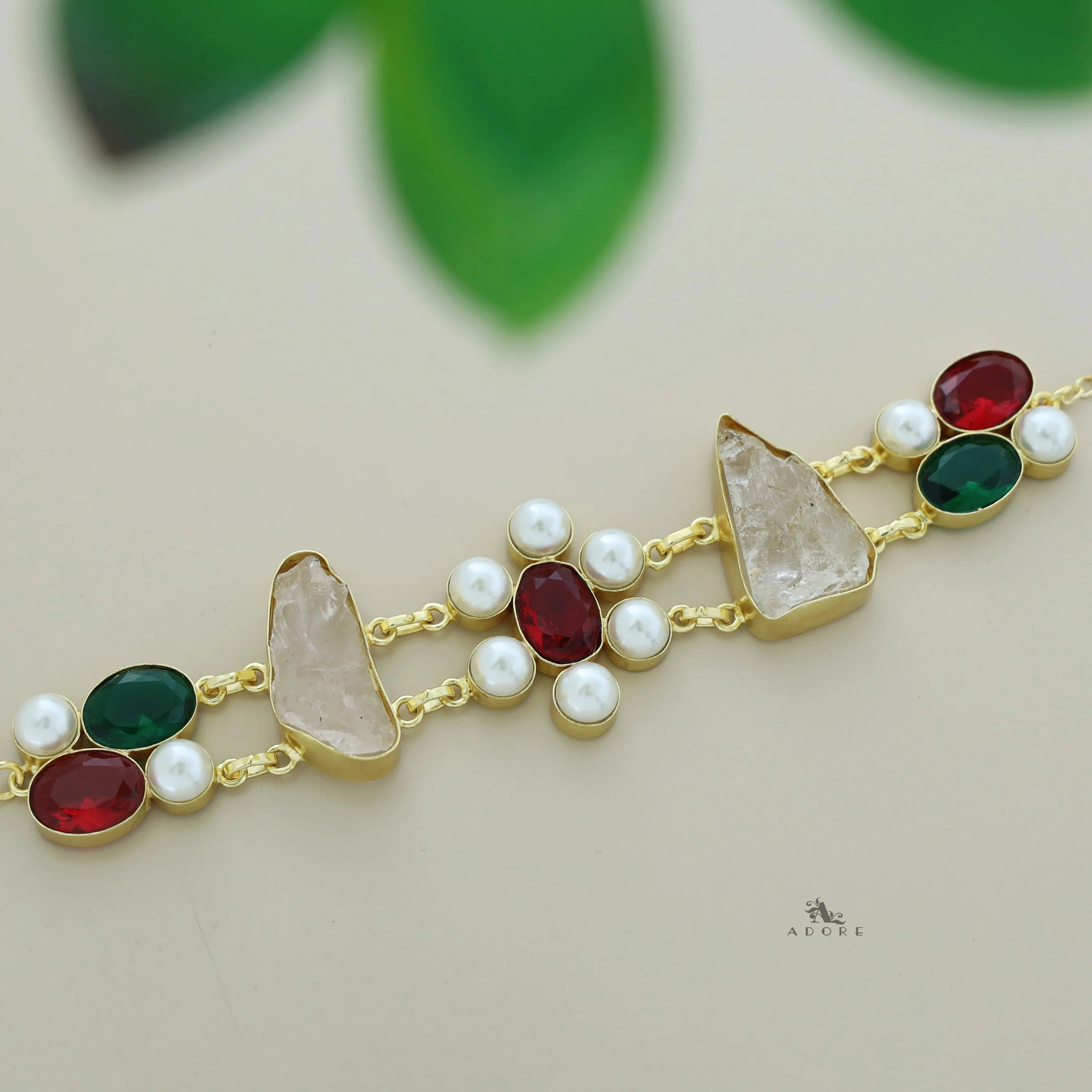 Dual Oval Glossy Pearl Raw Stone Choker - Image 19