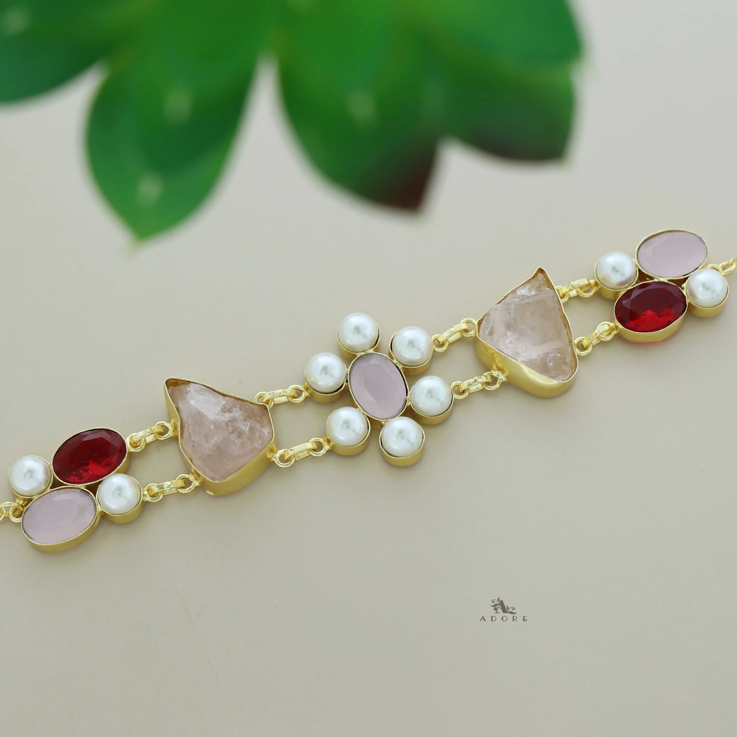 Dual Oval Glossy Pearl Raw Stone Choker - Image 20