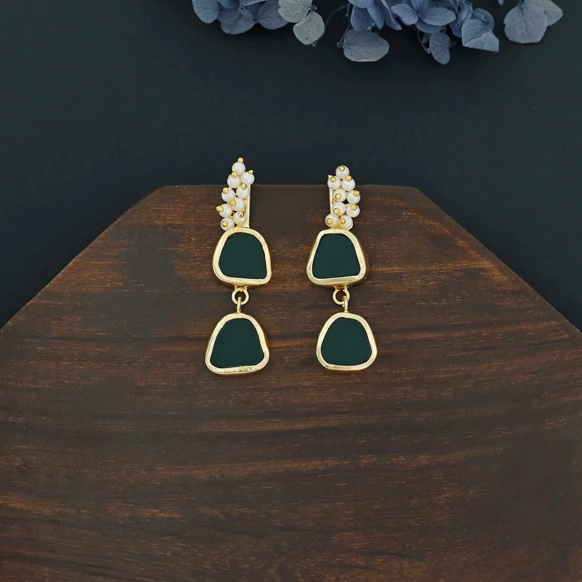 Dual Raw Stone + Pearl Earring - Image 12