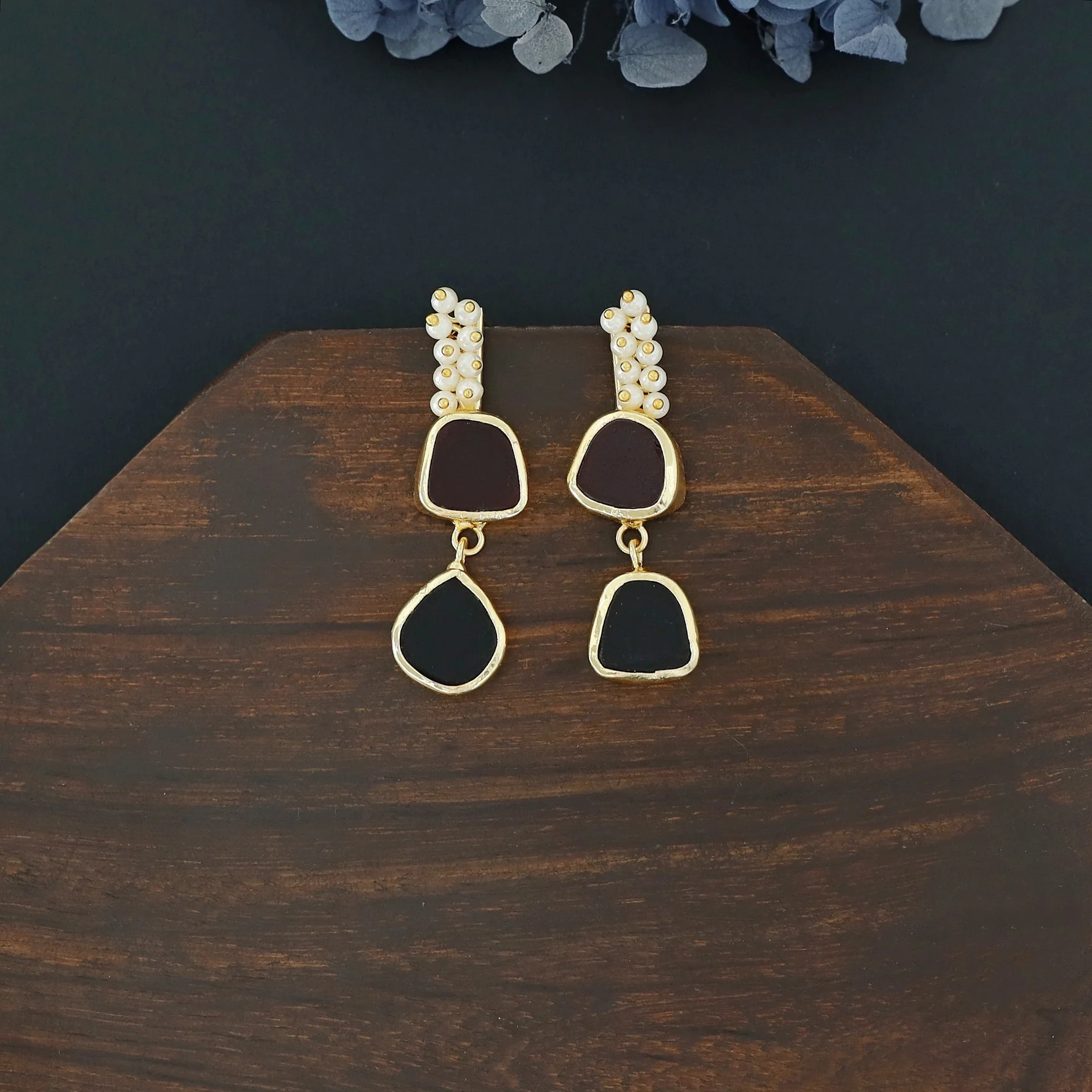 Dual Raw Stone + Pearl Earring - Image 17