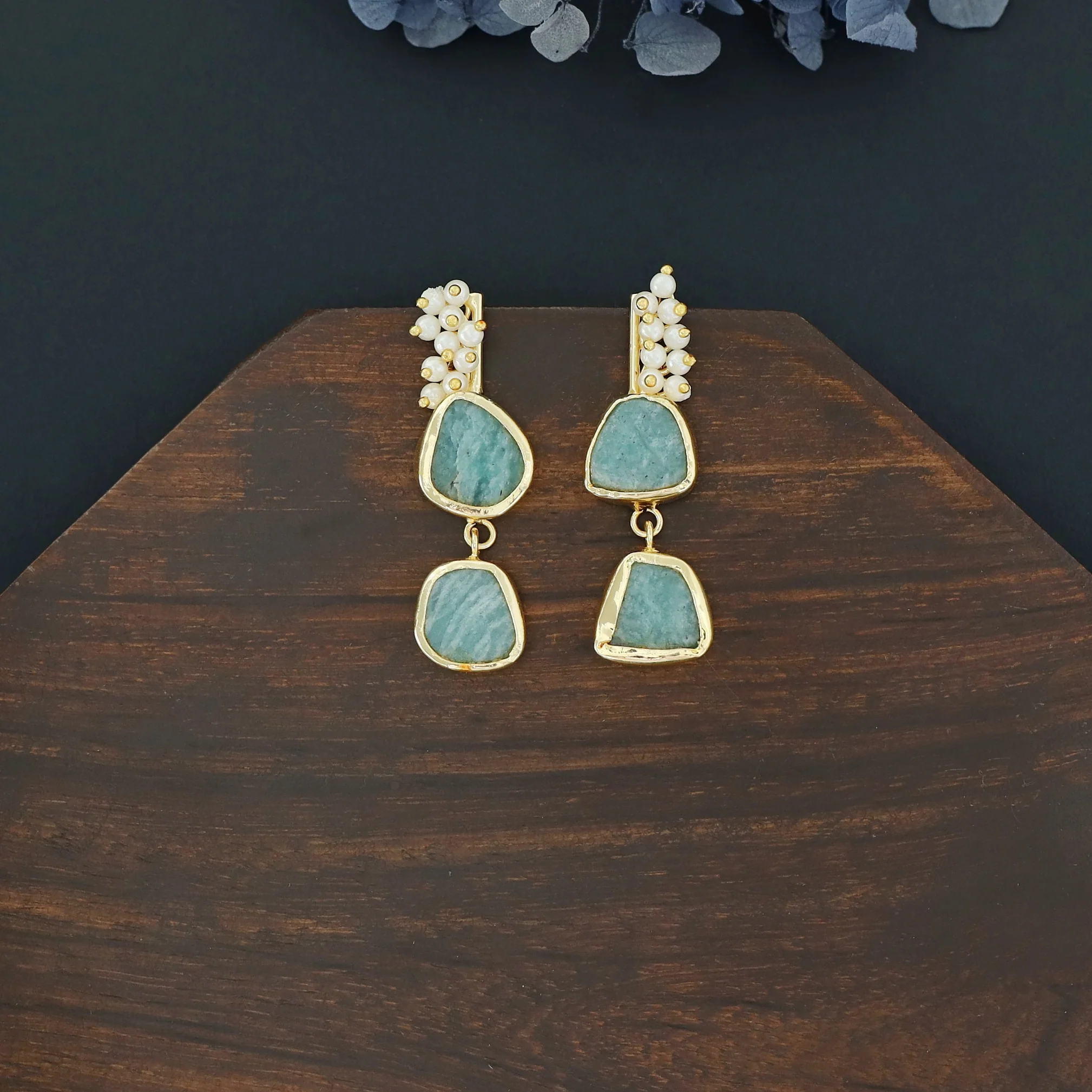 Dual Raw Stone + Pearl Earring - Image 18