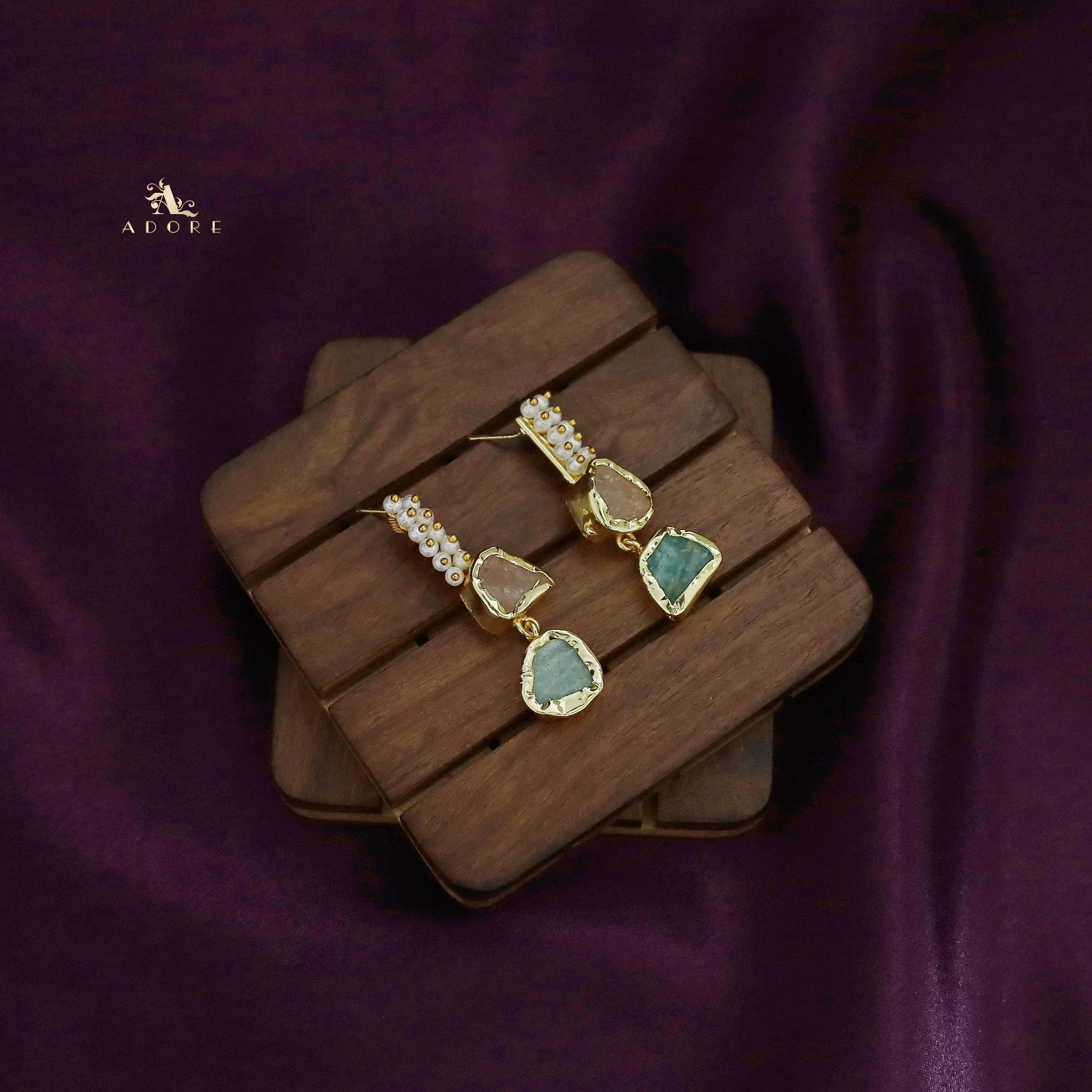 Dual Raw Stone + Pearl Earring - Image 20