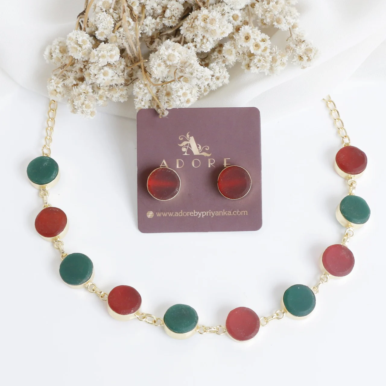 Dual Tone Neckpiece (Green + Maroon) - Image 7