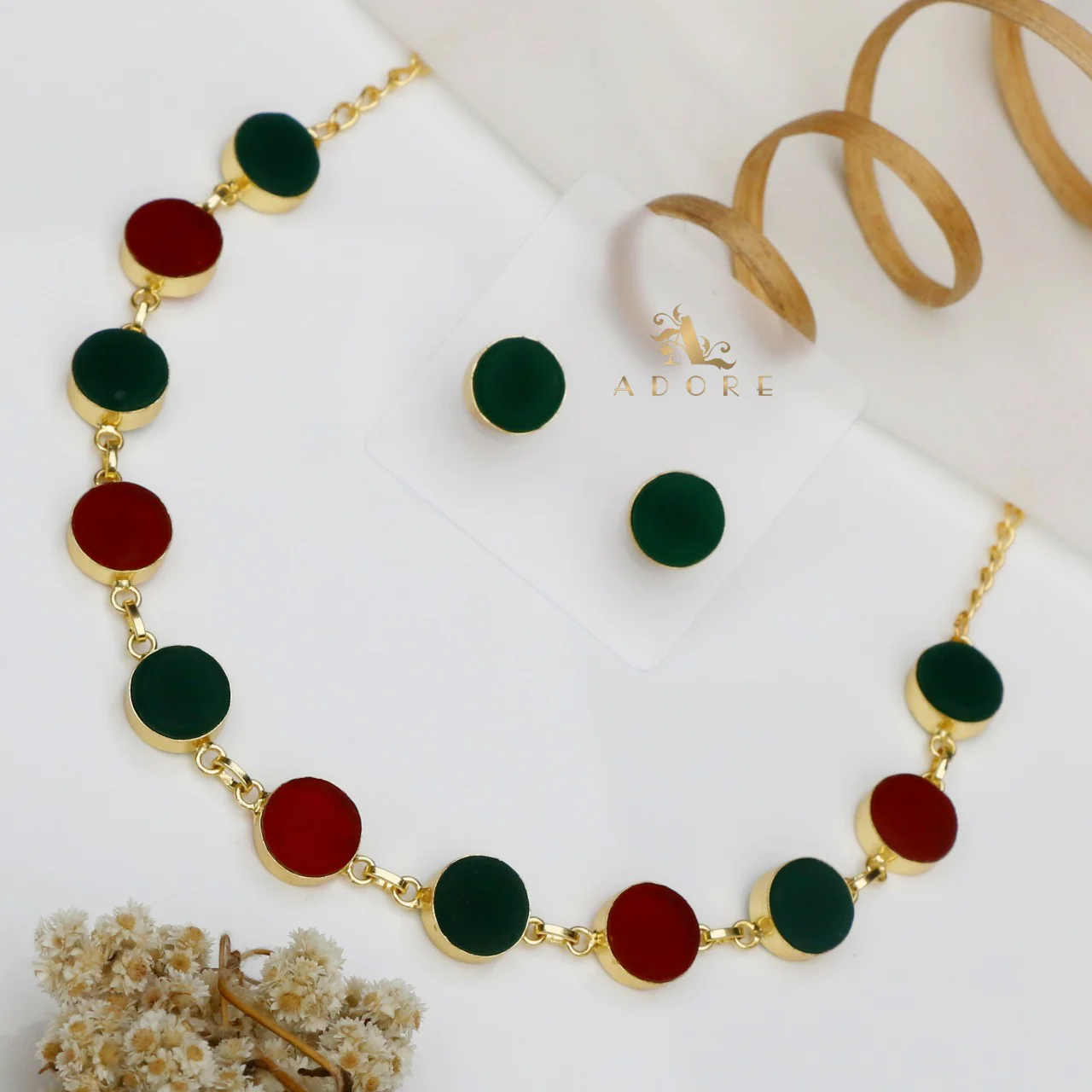 Dual Tone Neckpiece (Green + Maroon) - Image 8