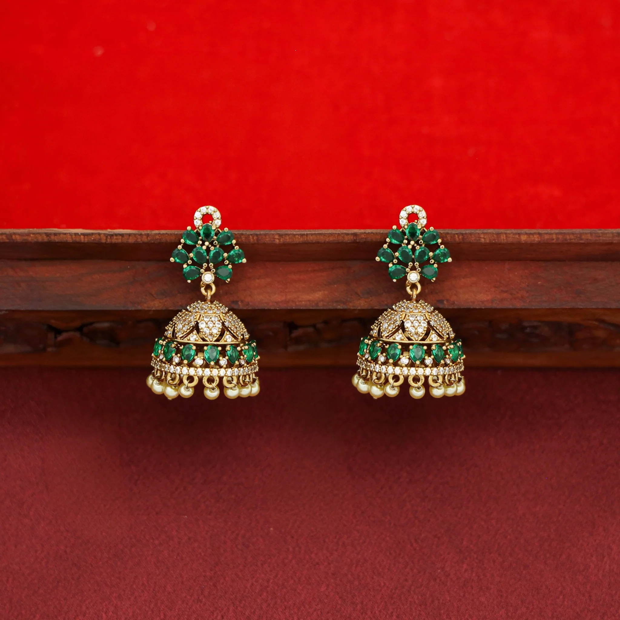 Divisha AD Stone Pearl Jhumka - Image 2