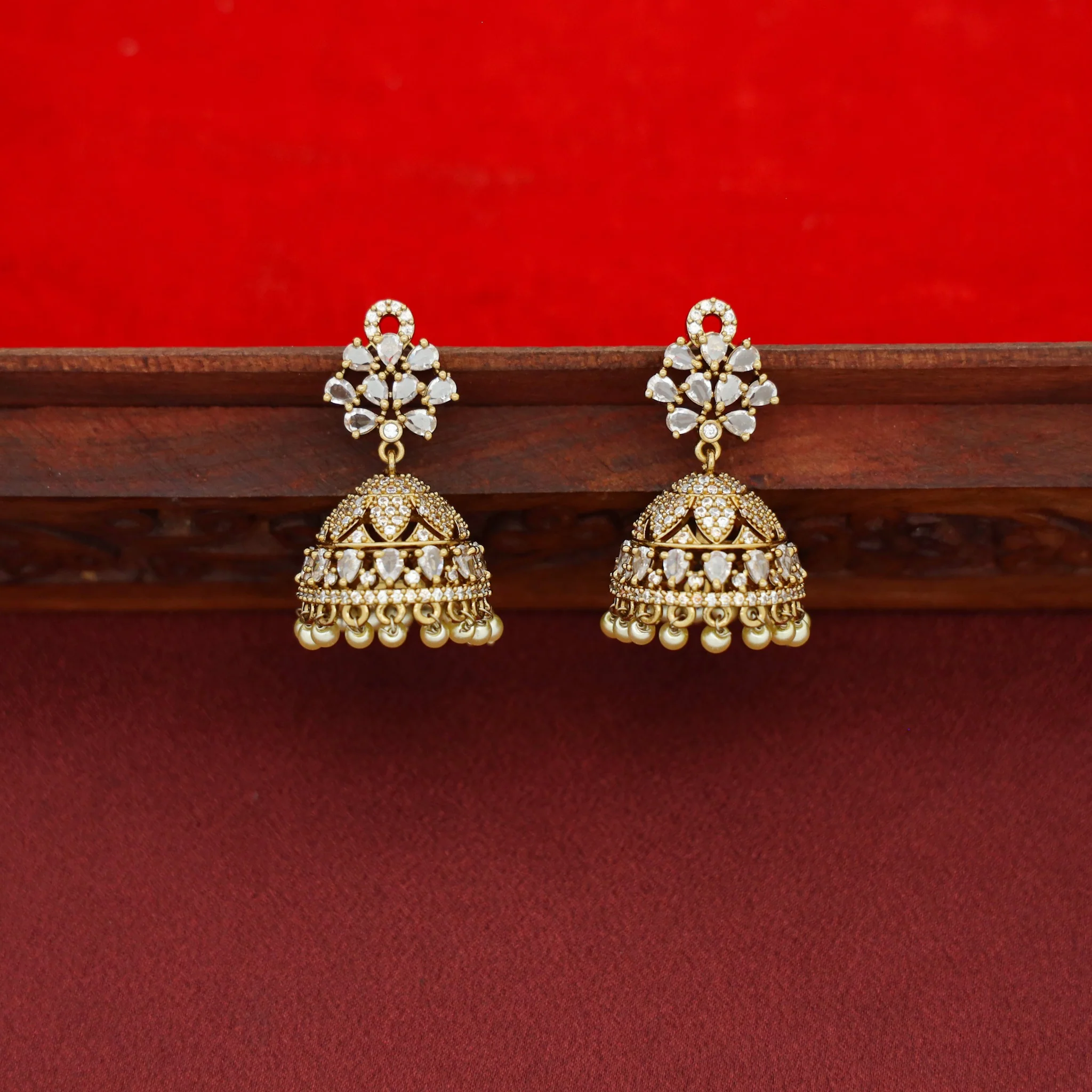 Divisha AD Stone Pearl Jhumka - Image 3