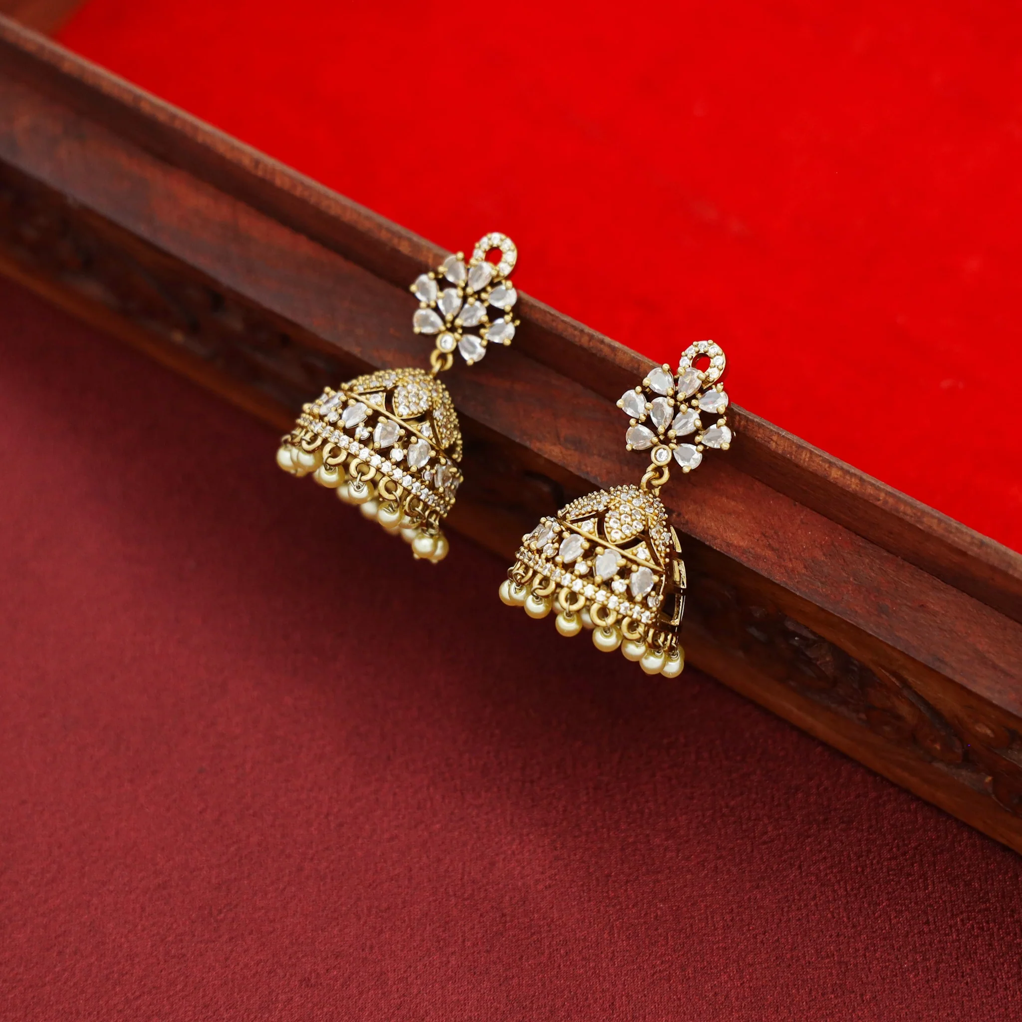 Divisha AD Stone Pearl Jhumka - Image 5