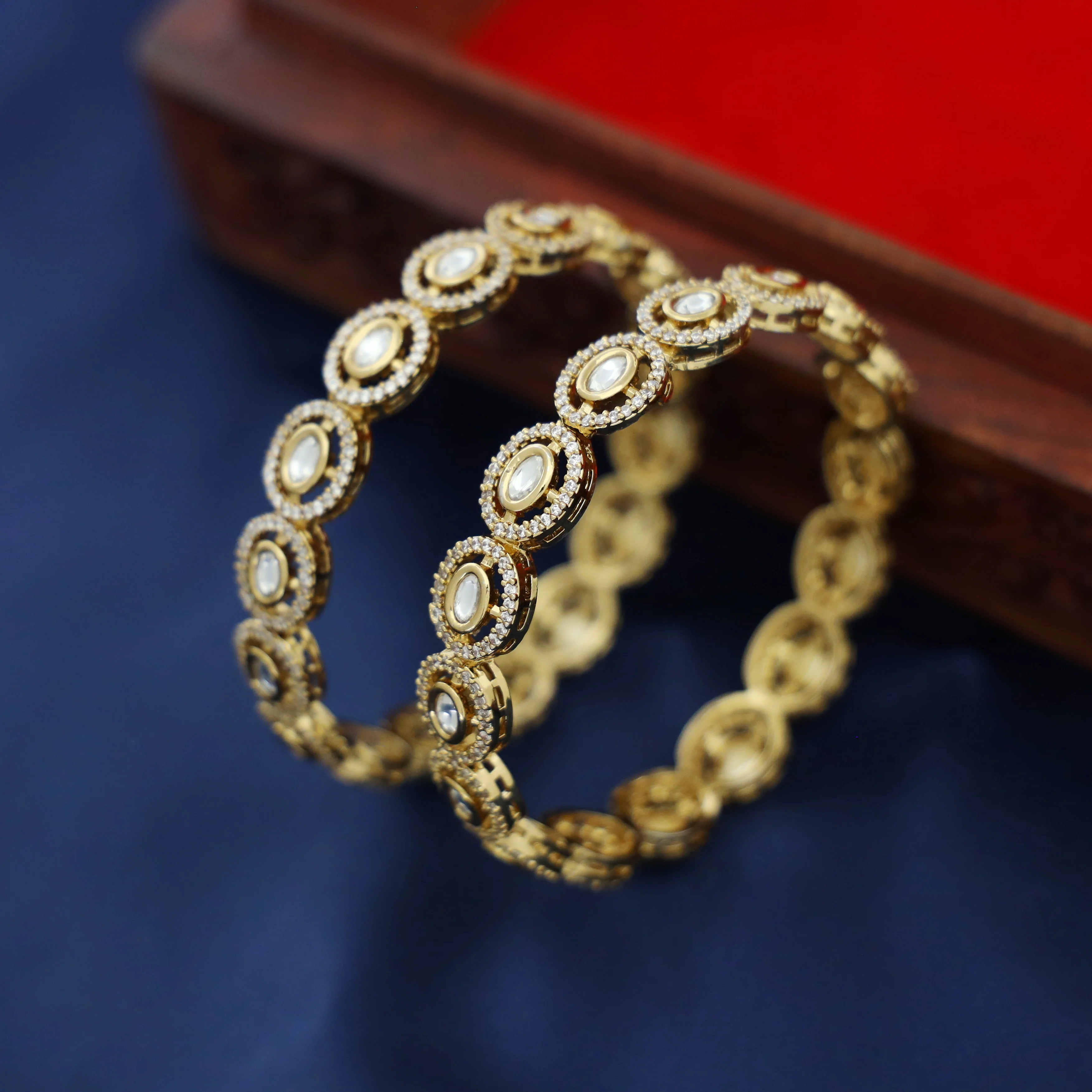 Hessa Oval AD Stone Bangle (Set Of 2) - Image 3