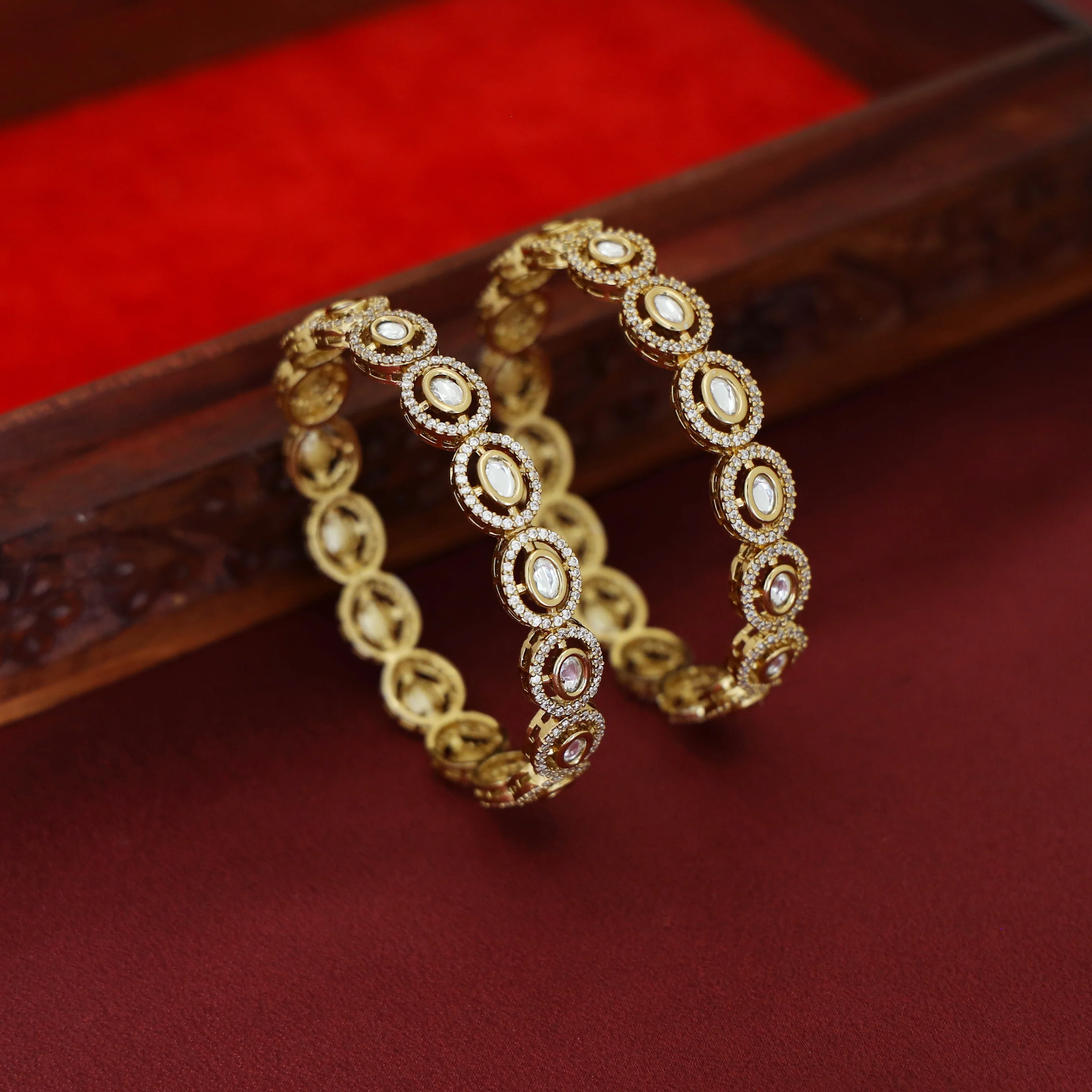 Hessa Oval AD Stone Bangle (Set Of 2) - Image 4