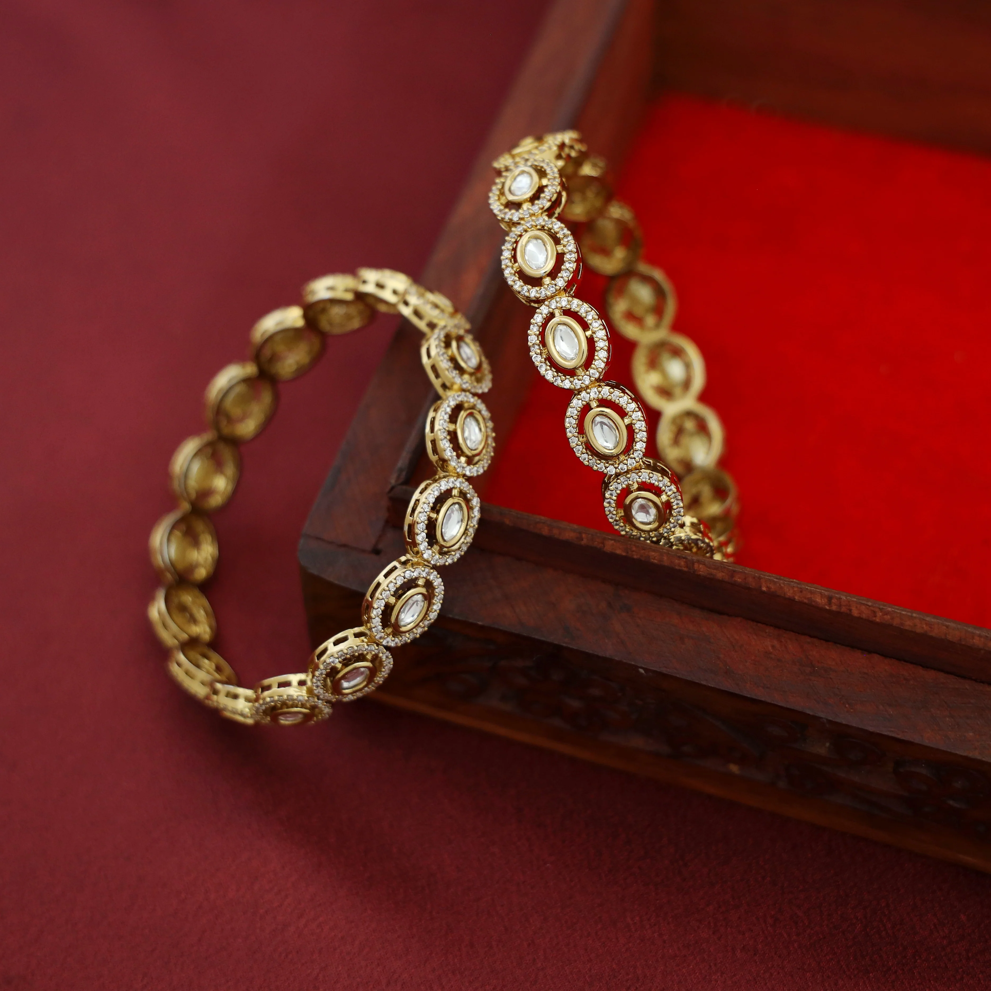 Hessa Oval AD Stone Bangle (Set Of 2) - Image 5