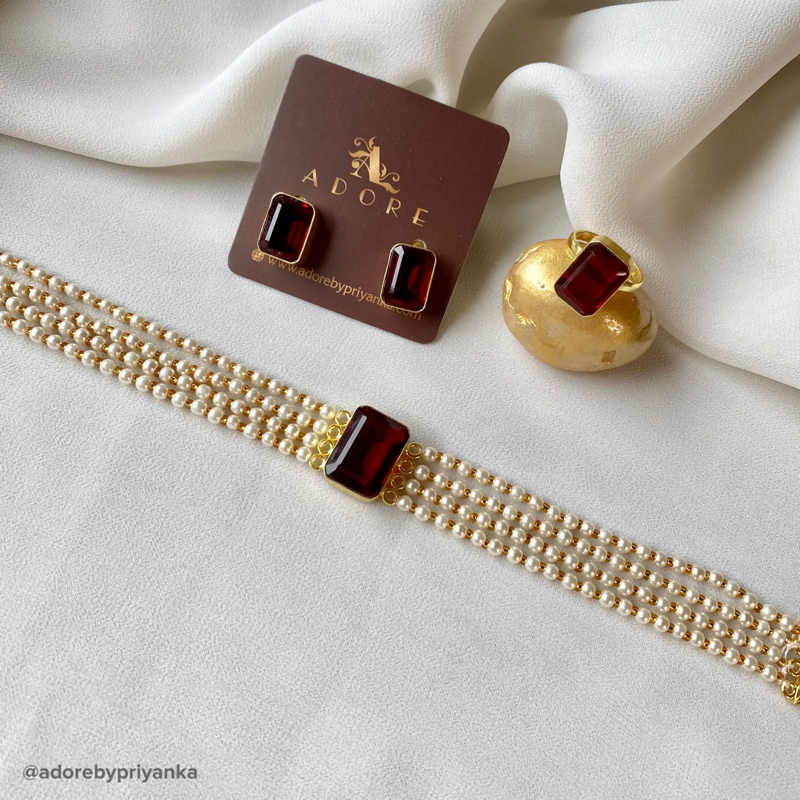 Elegant Pearl Choker Combo Set - Image 13