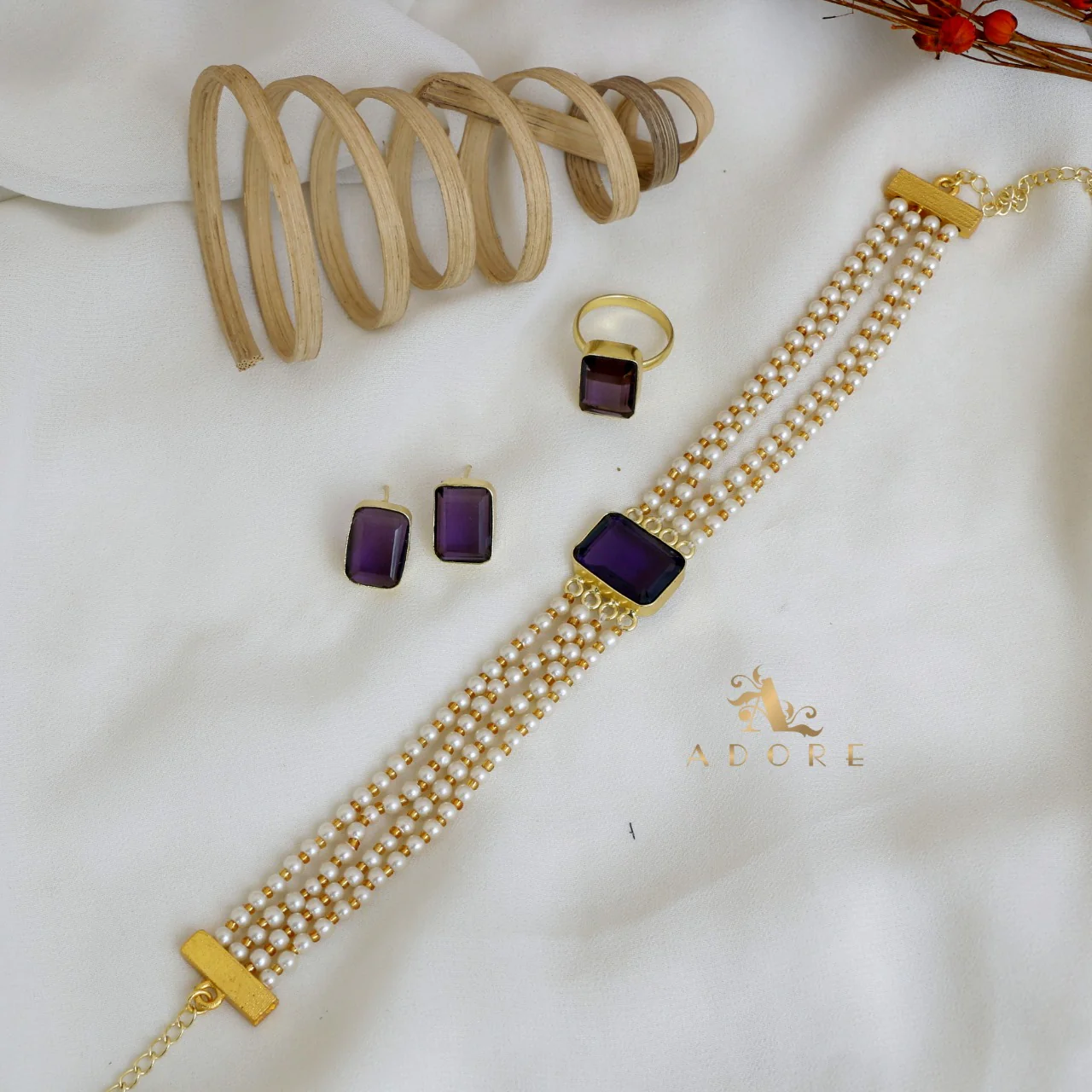 Elegant Pearl Choker Combo Set - Image 15
