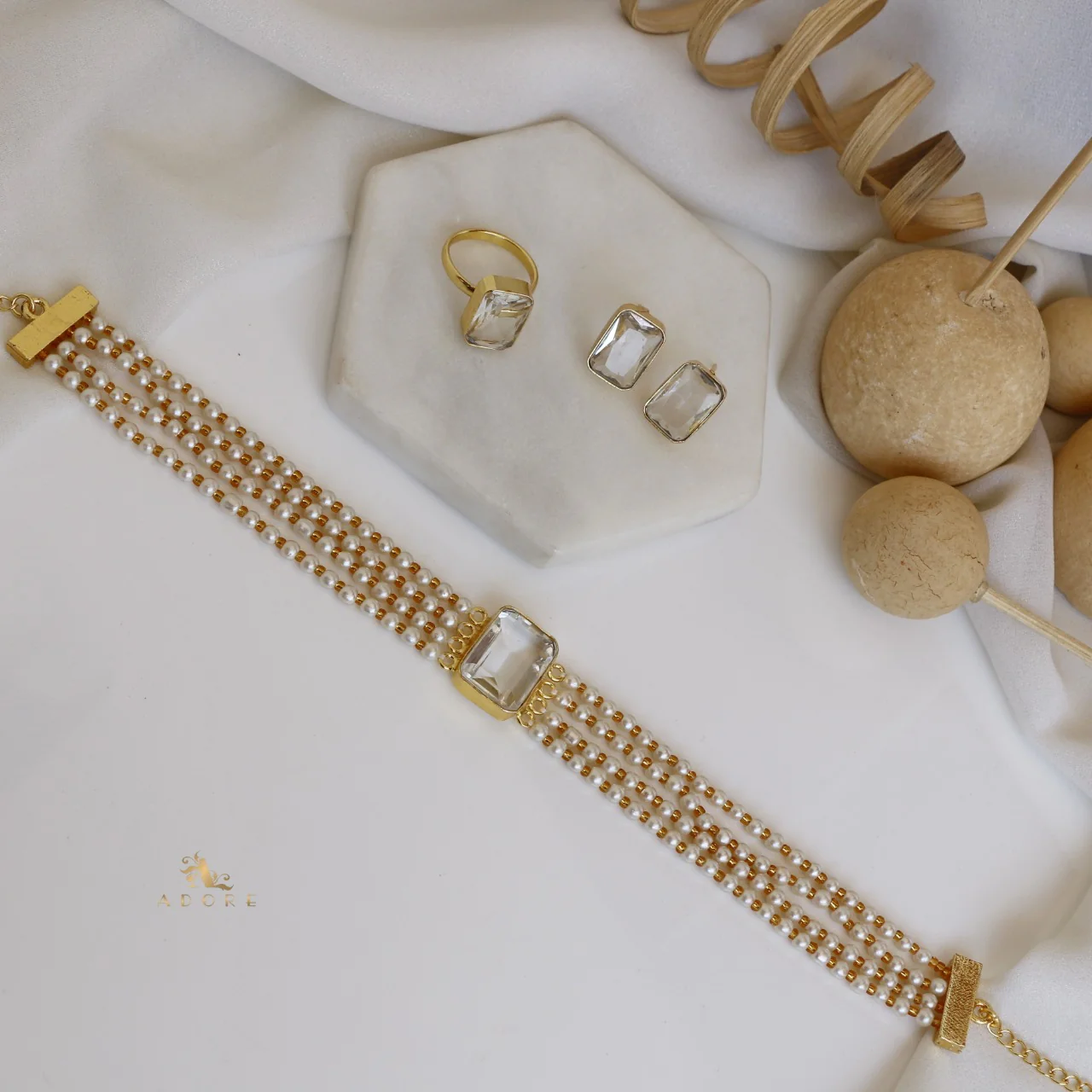 Elegant Pearl Choker Combo Set - Image 19