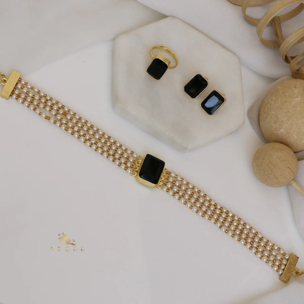 Elegant Pearl Choker Combo Set - Image 20