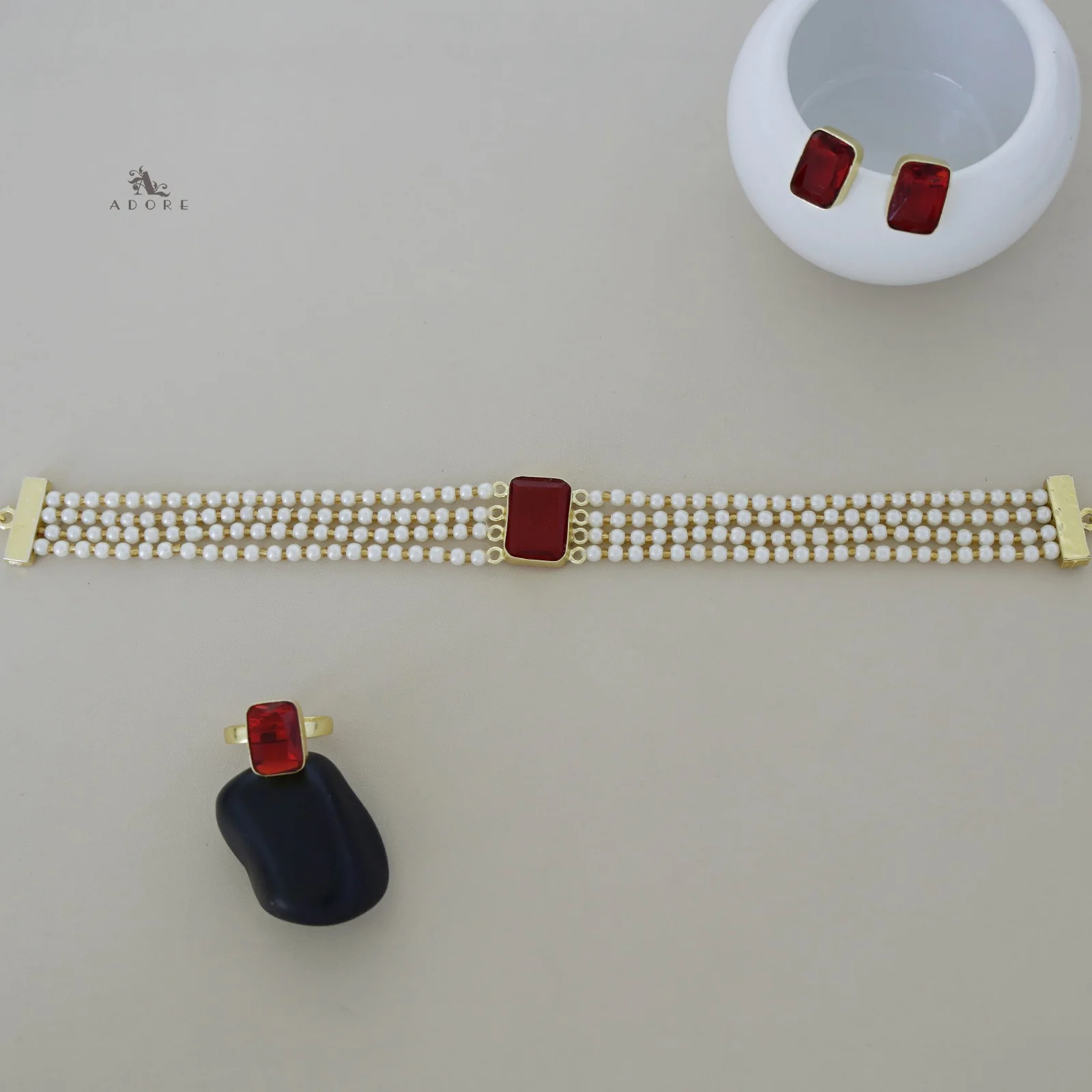 Elegant Pearl Choker Combo Set - Image 35