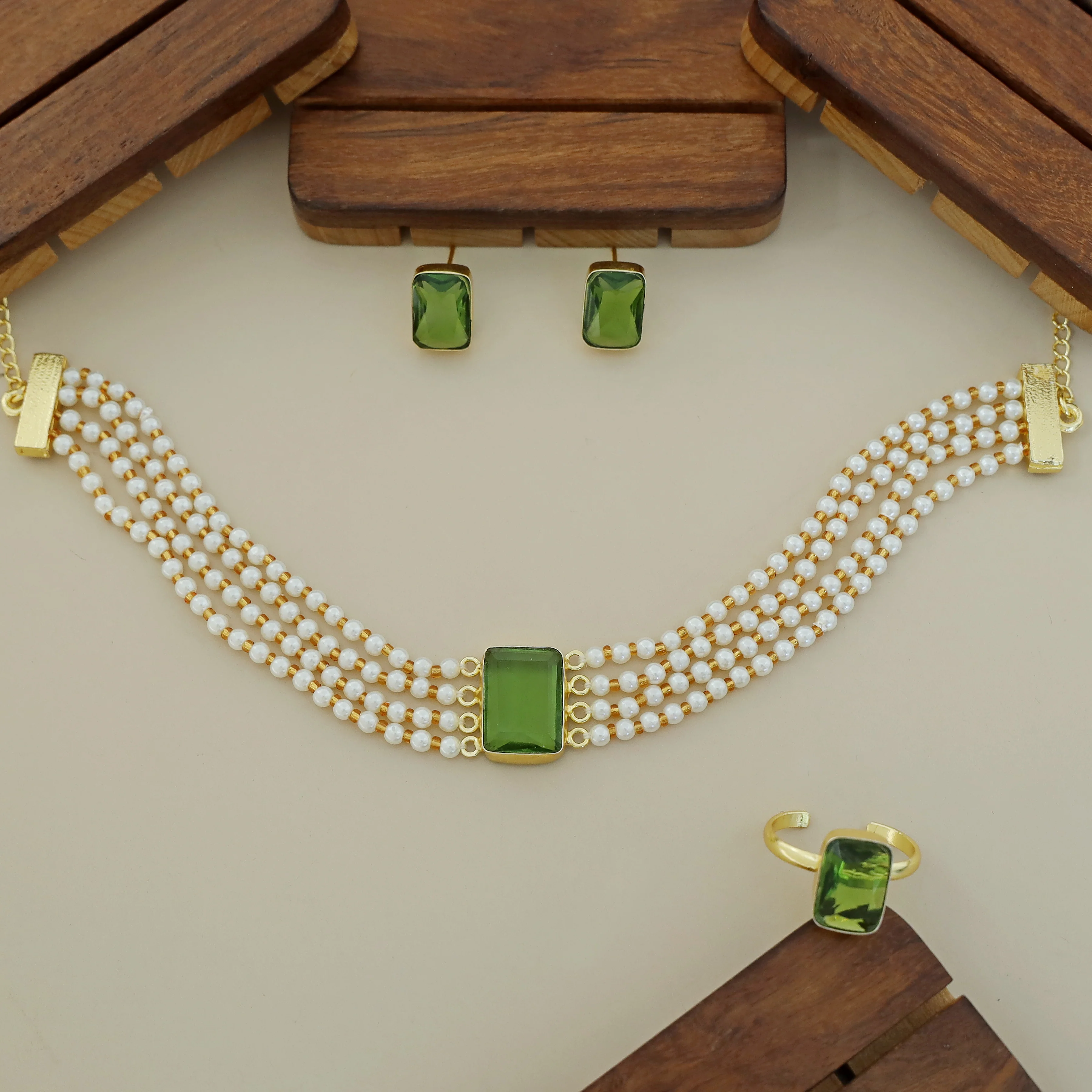 Elegant Pearl Choker Combo Set - Image 40