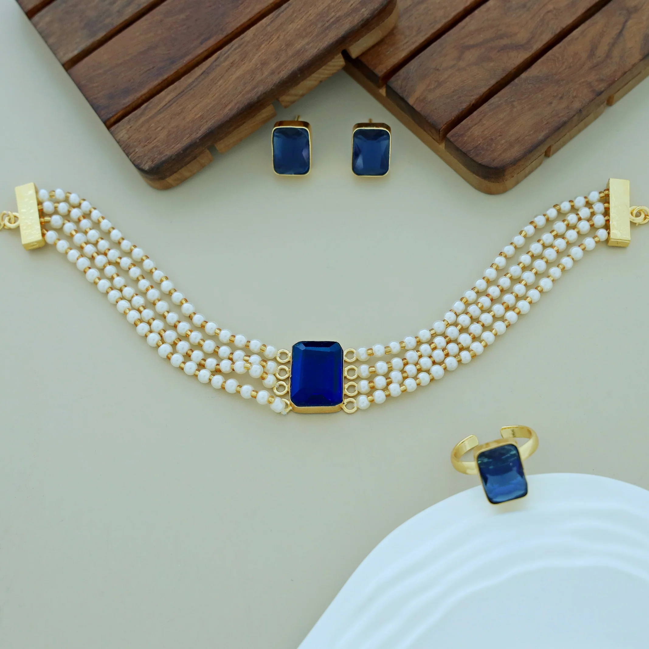 Elegant Pearl Choker Combo Set - Image 41