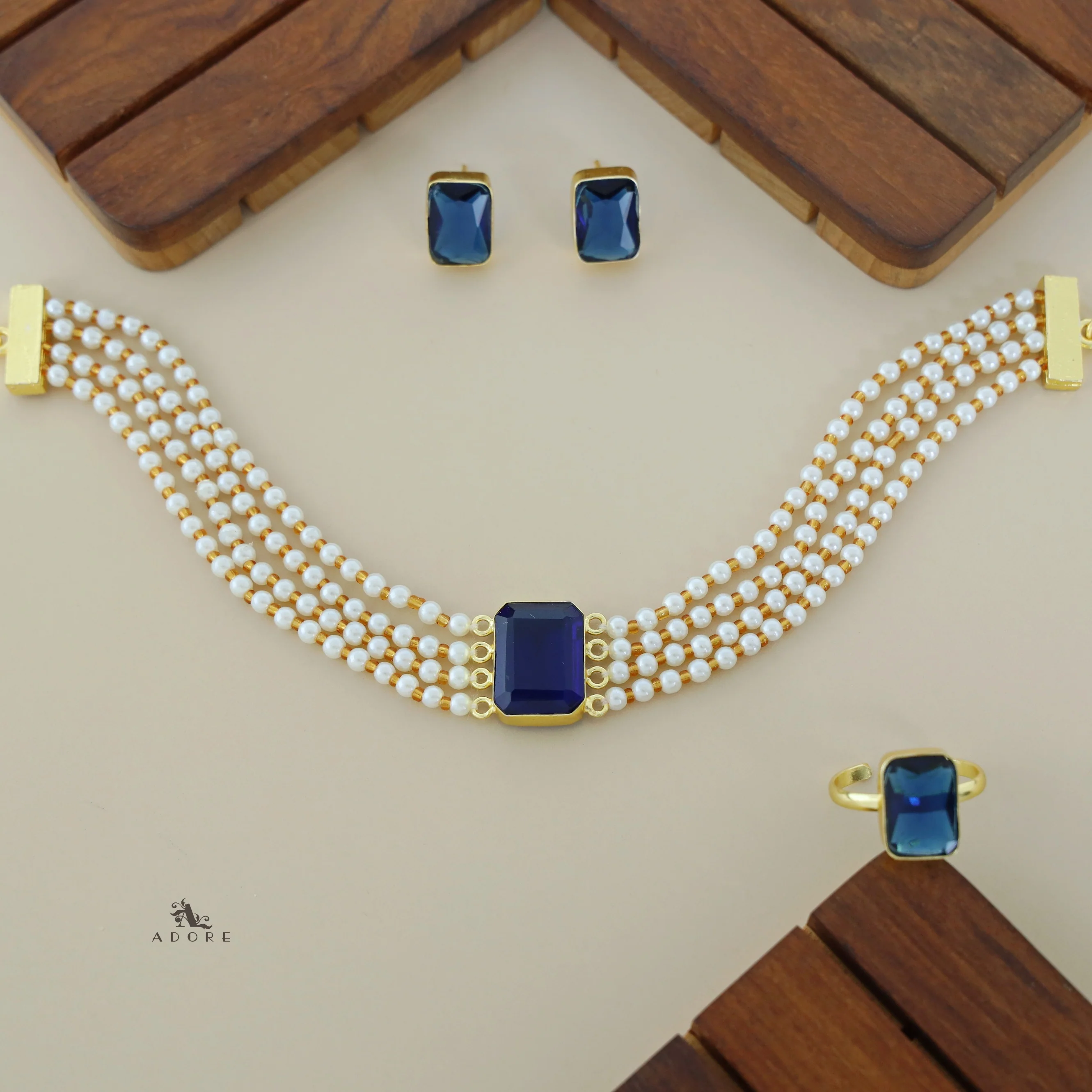Elegant Pearl Choker Combo Set - Image 8