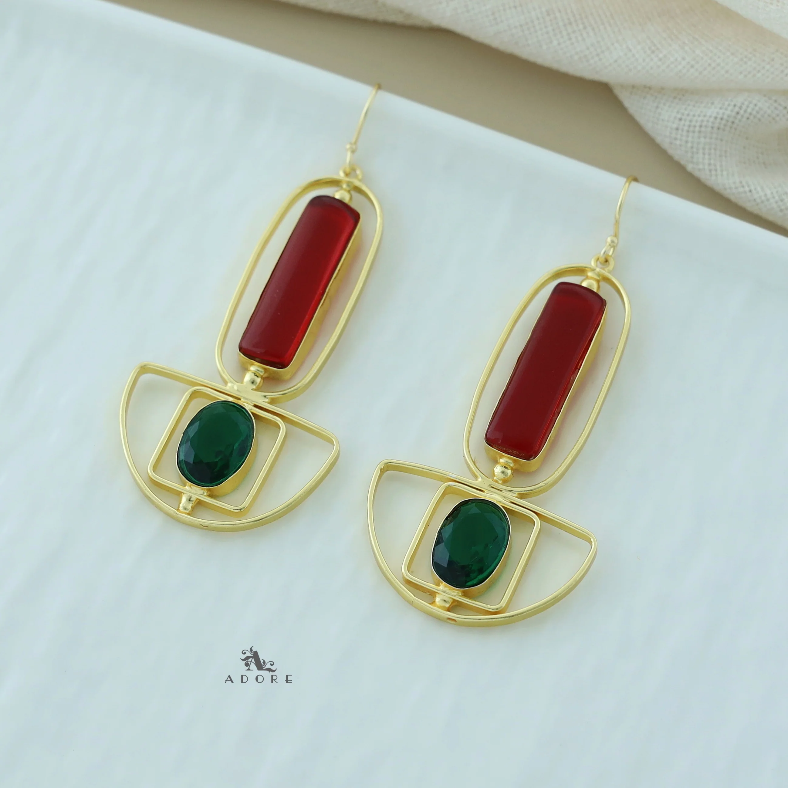Elenika Golden Long Oval Glossy Drops - Image 2