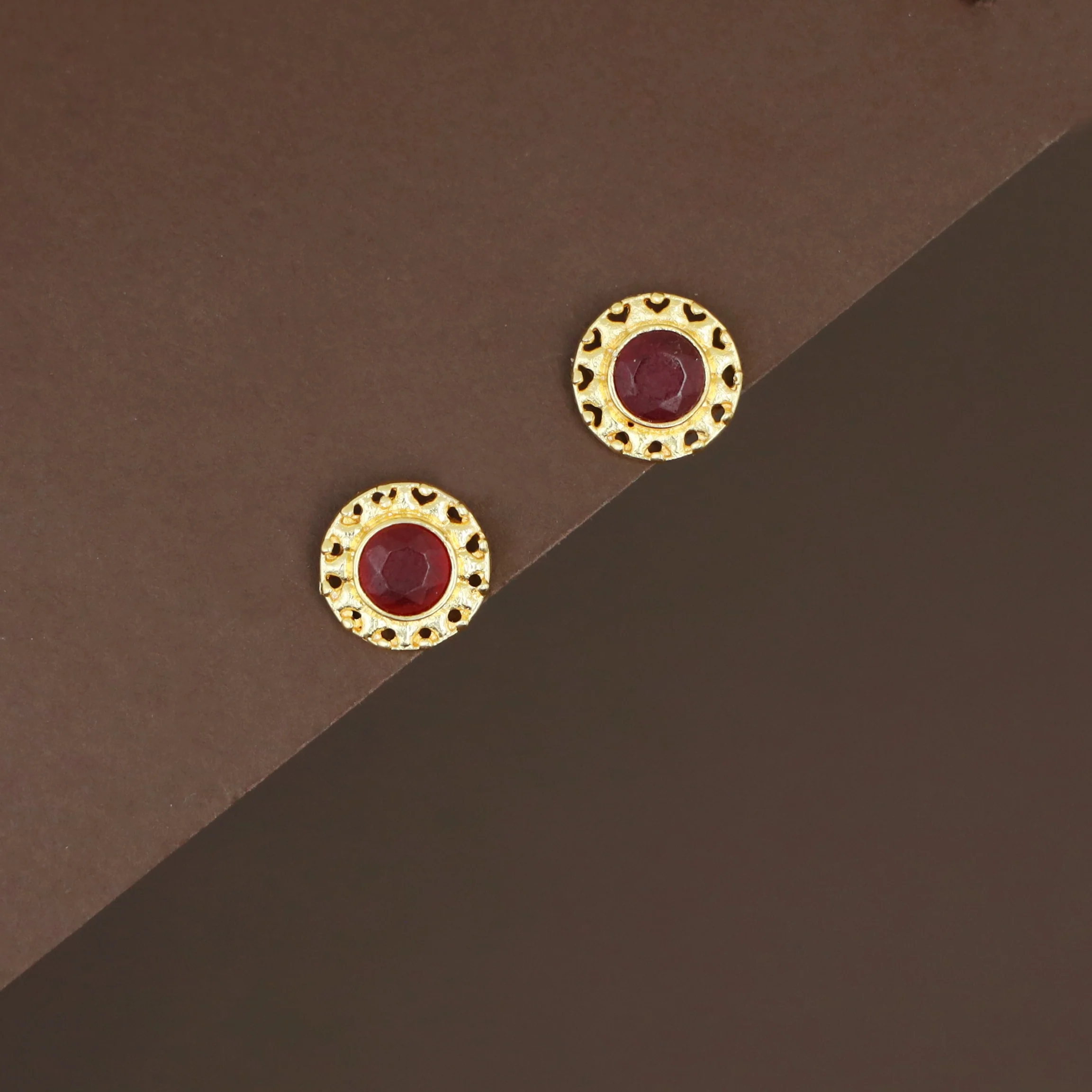 Elettra Golden Circle Glossy + Raw Stone Stud - Image 2