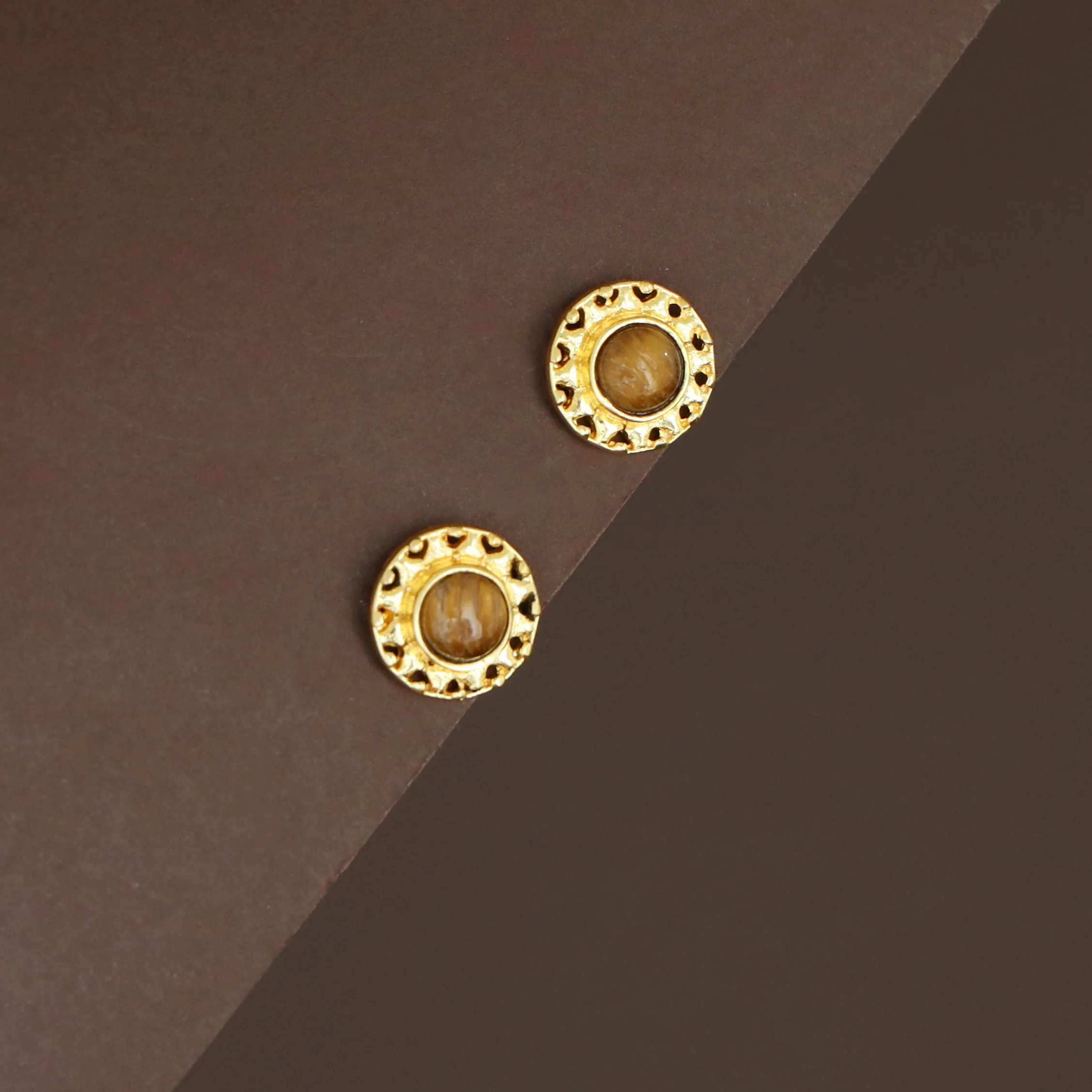 Elettra Golden Circle Glossy + Raw Stone Stud - Image 3