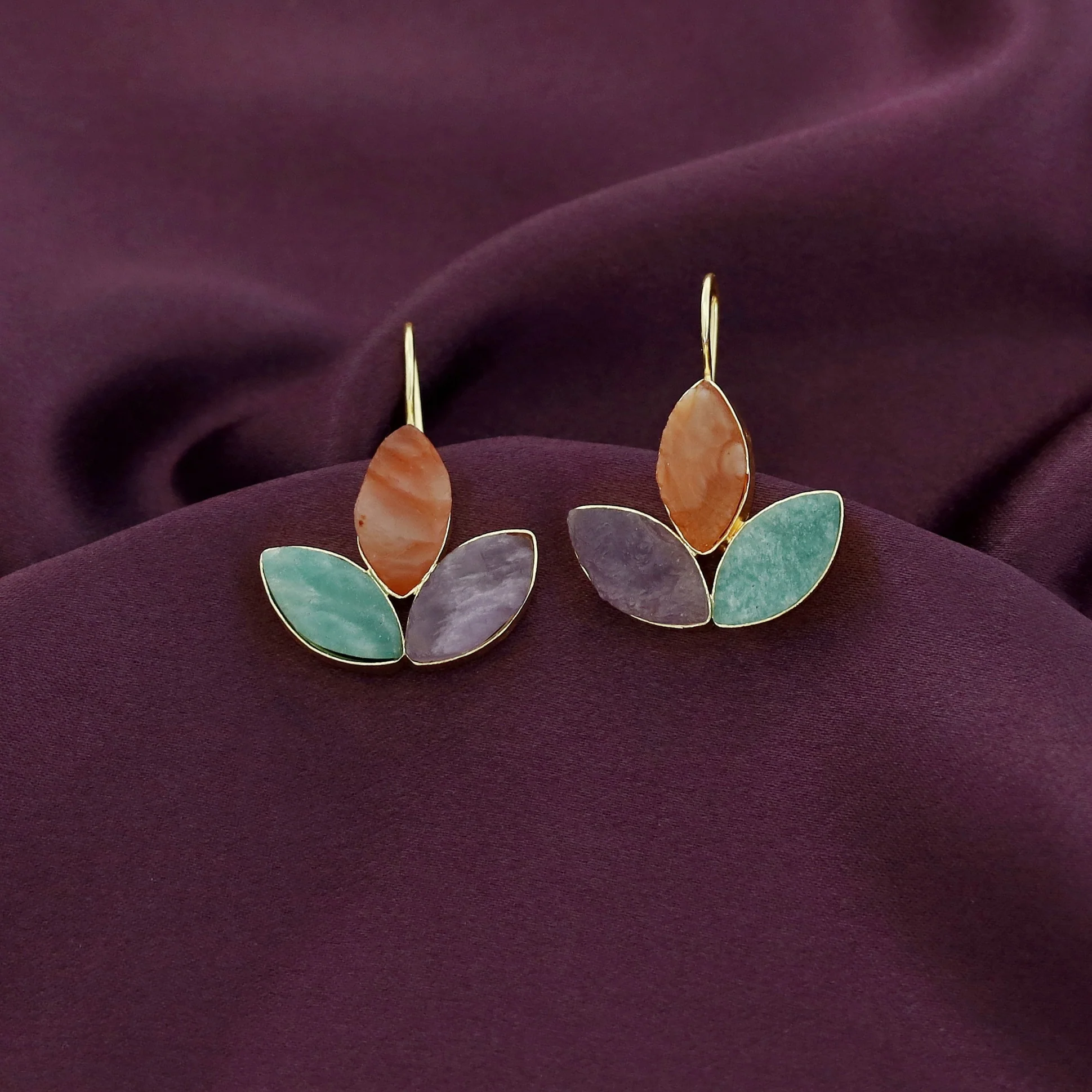 Eliana Raw Stone Tri Fold Leaf Drop - Image 6