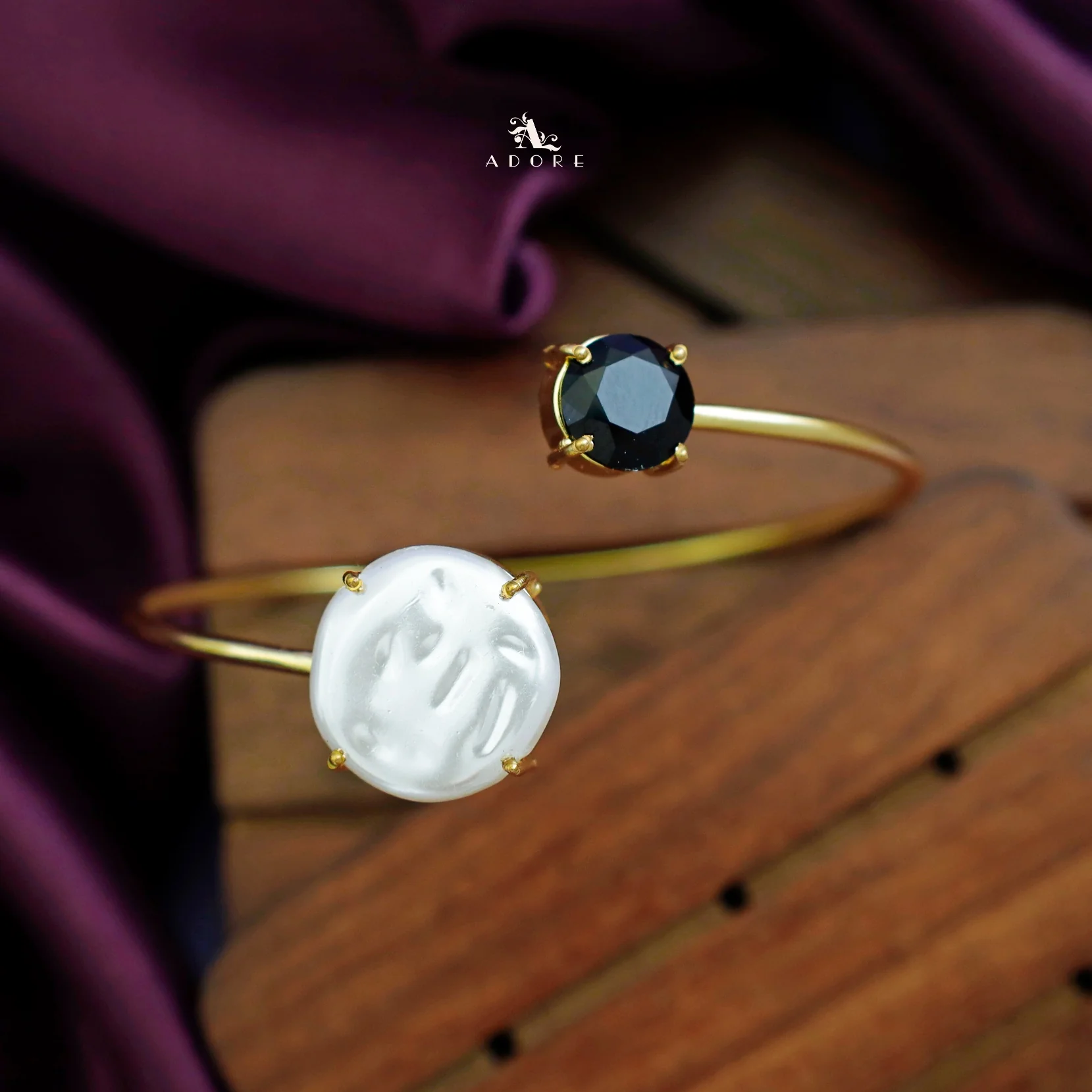Elisa Round Baroque Glossy Stone Bangle - Image 10