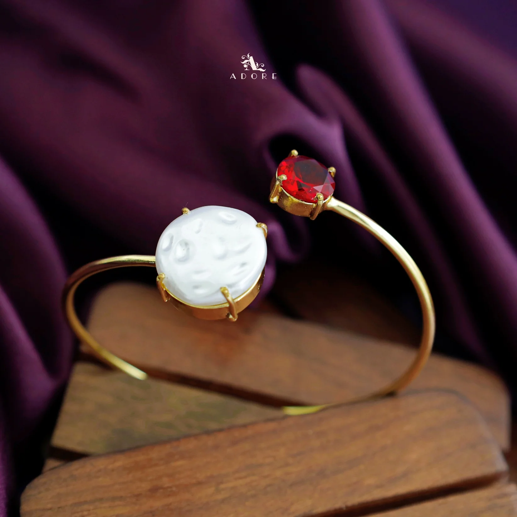 Elisa Round Baroque Glossy Stone Bangle - Image 5