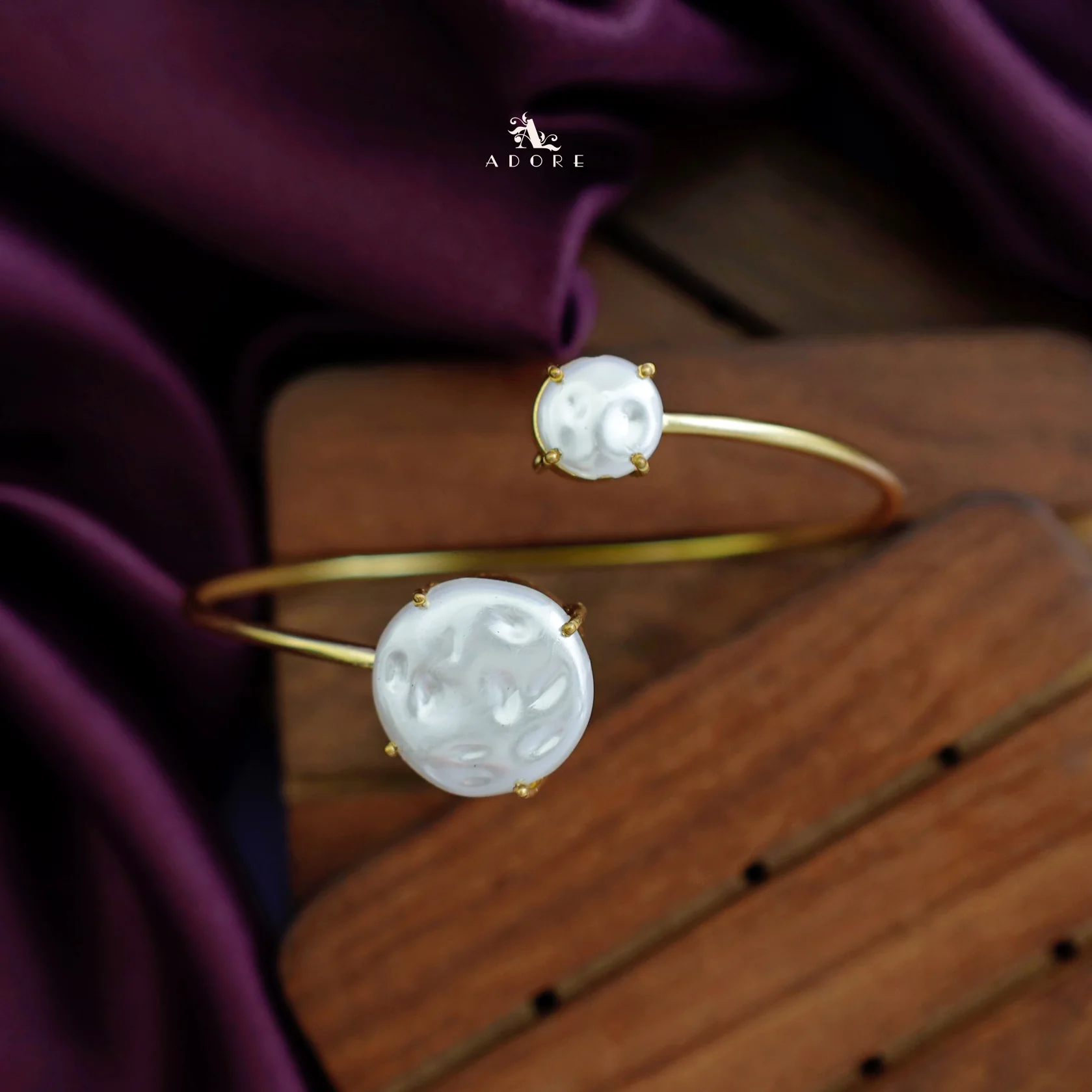 Elisa Round Baroque Glossy Stone Bangle - Image 6